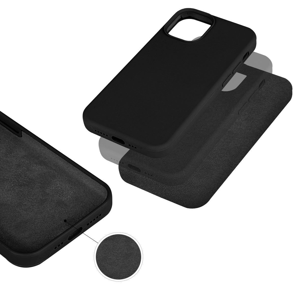 Custodia Rigida In Silicone Per Iphone 12 - Nero