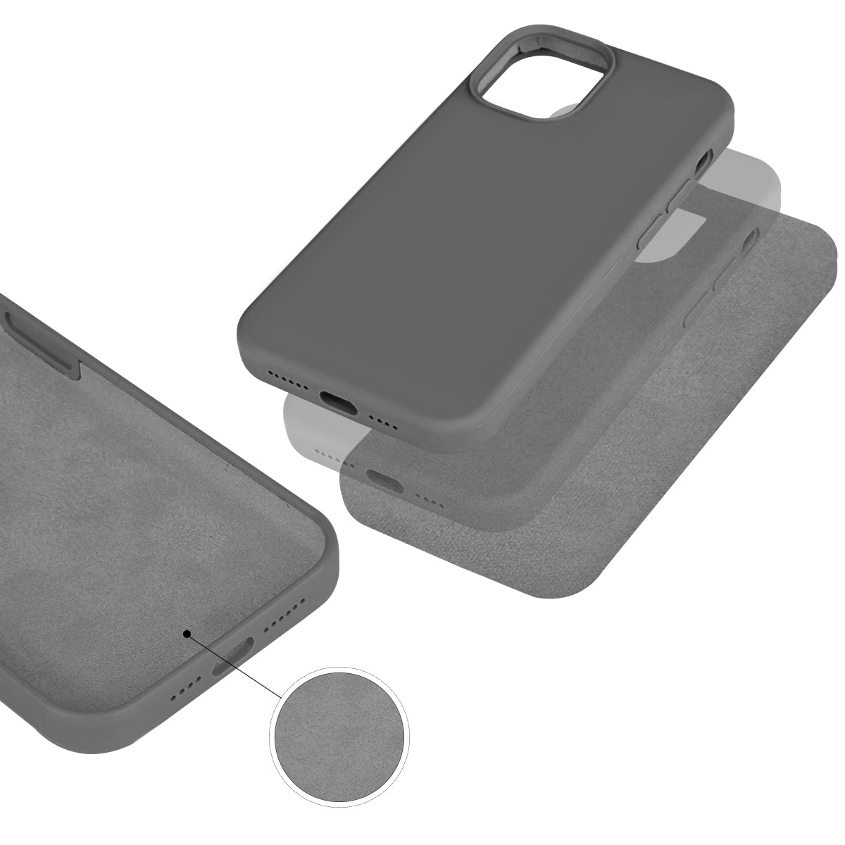 Custodia Rigida In Silicone Per Iphone 12 Pro Max - Grafite