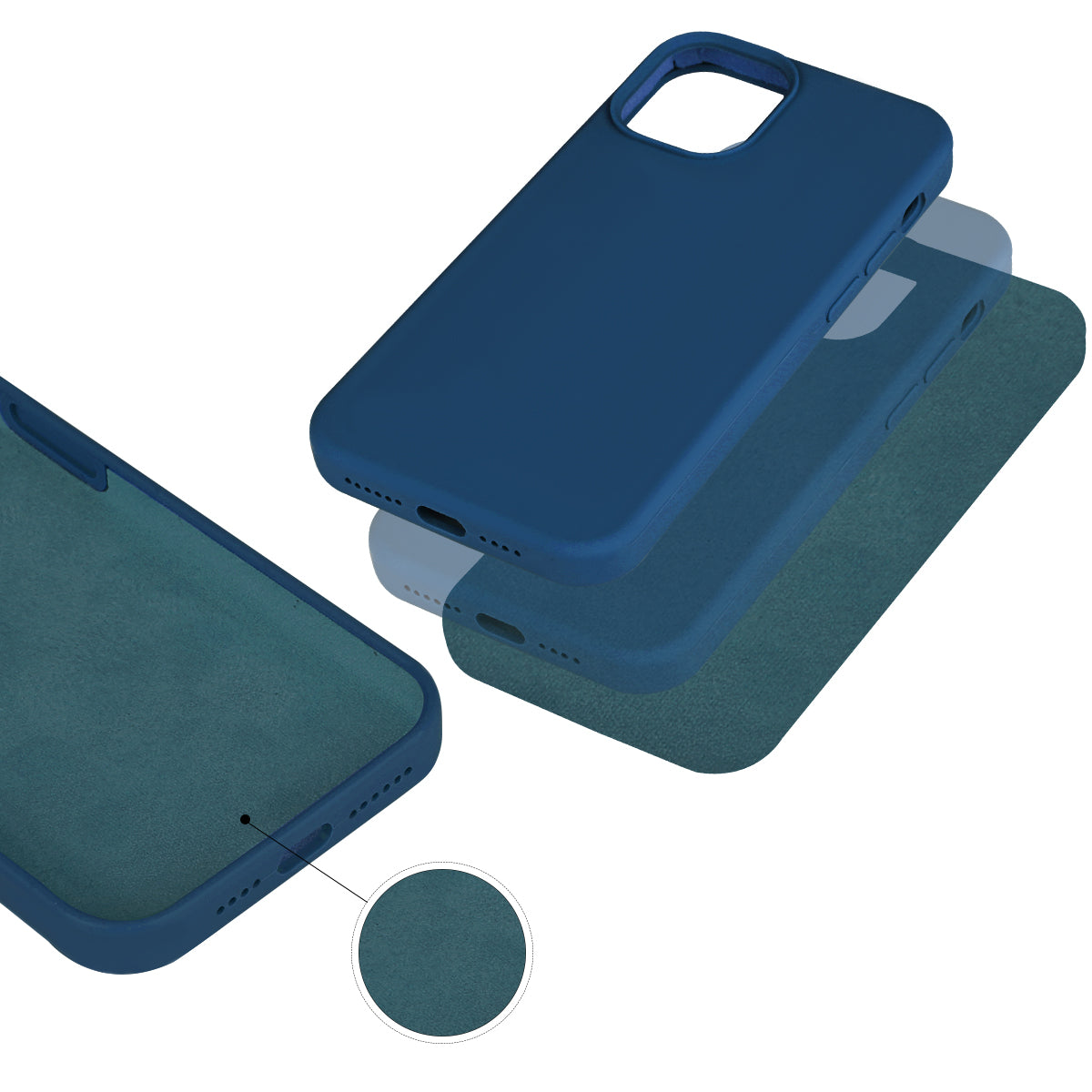 Custodia Rigida In Silicone Per Iphone 12 Pro Max - Blu Pacifico