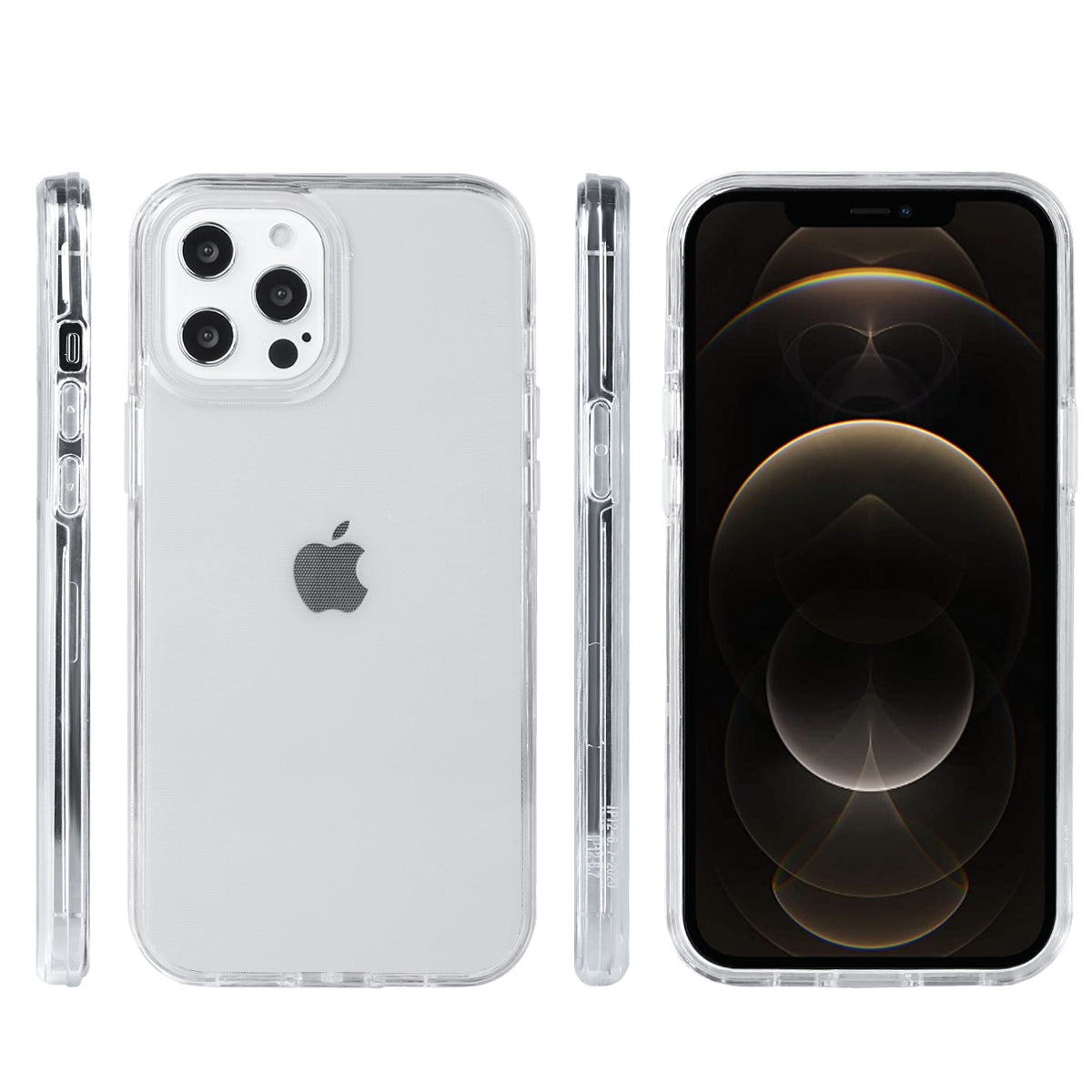 Custodia Per Iphone 12Pro Max - 2 In 1 (Cornice In Silicone E Custodia Rigida) - Trasparente