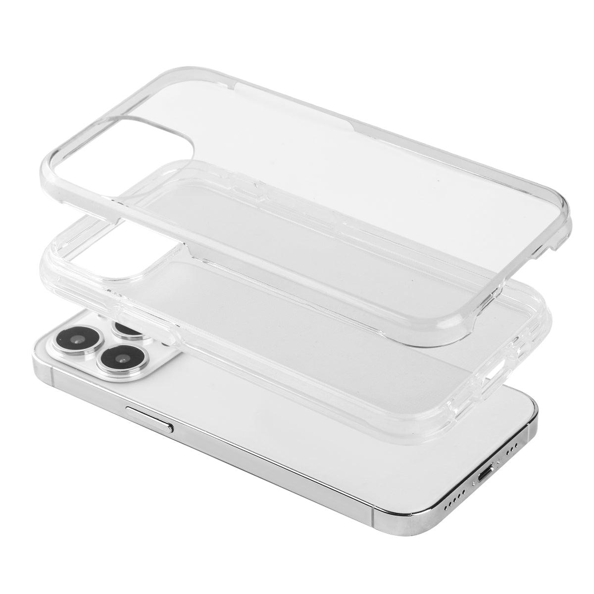Custodia Per Iphone 13 Pro - 2 In 1 (Cornice In Silicone E Custodia Rigida) - Trasparente