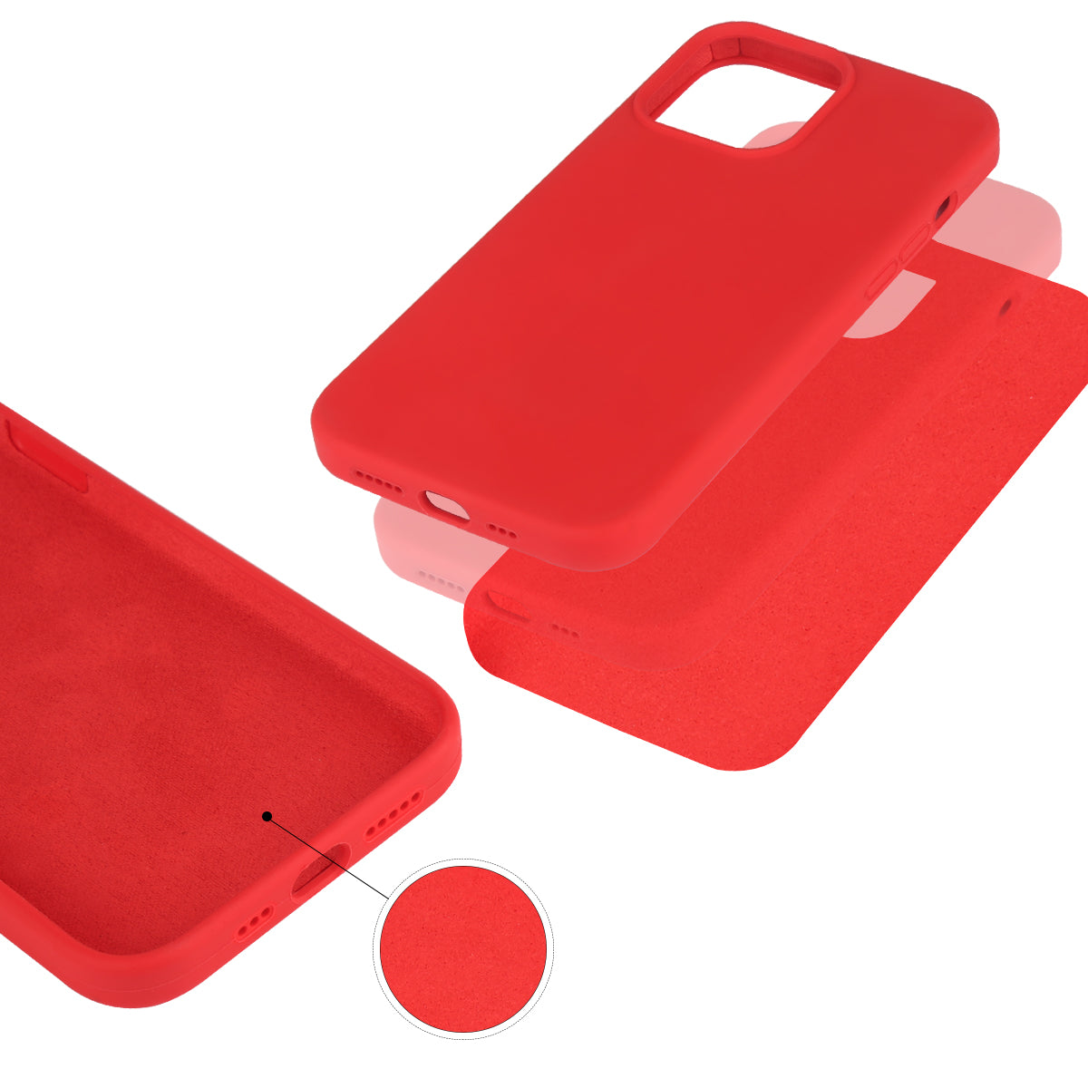 Custodia Rigida In Silicone Per Iphone 13 - Rosso