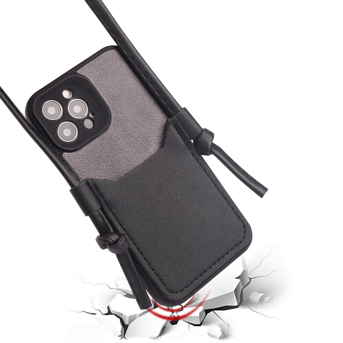 Borsa Per Telefono In Pelle - Nero iPhone 12 Pro