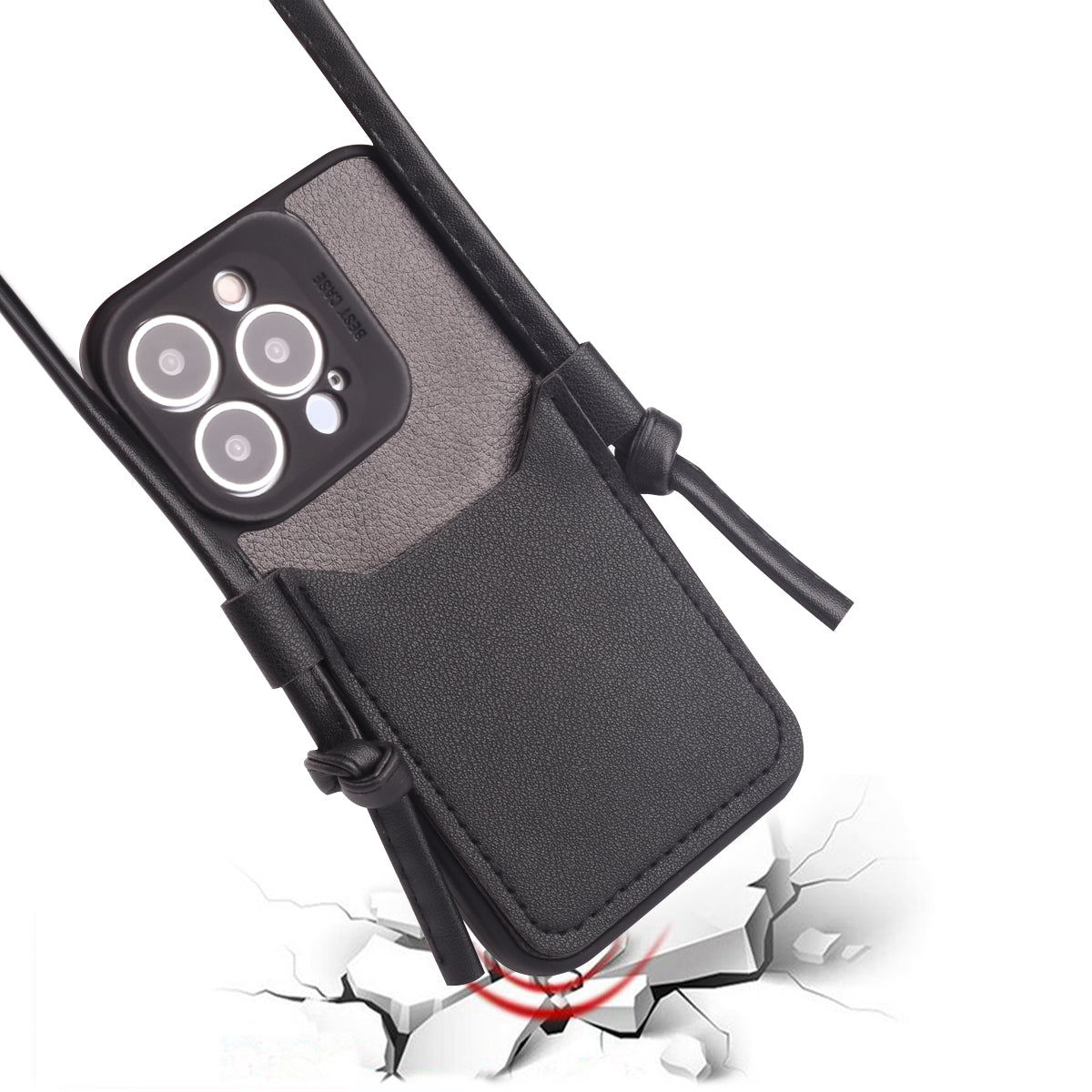 Borsa Per Telefono In Pelle - Nero iPhone 13 Pro