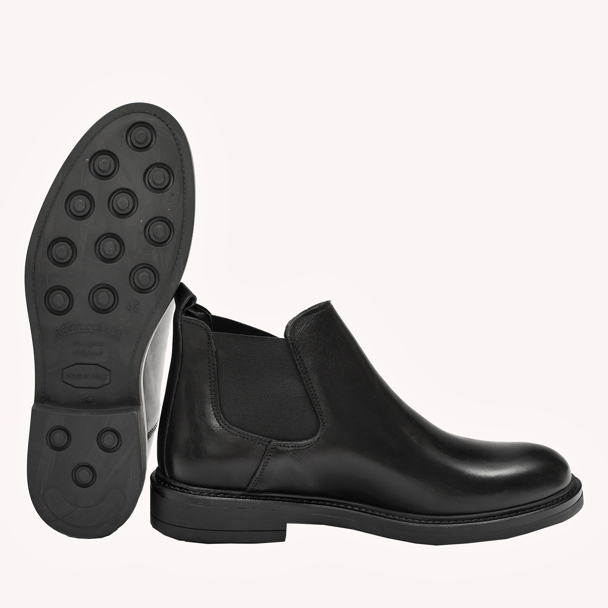 Beatles in pelle con fascia elastica Nero