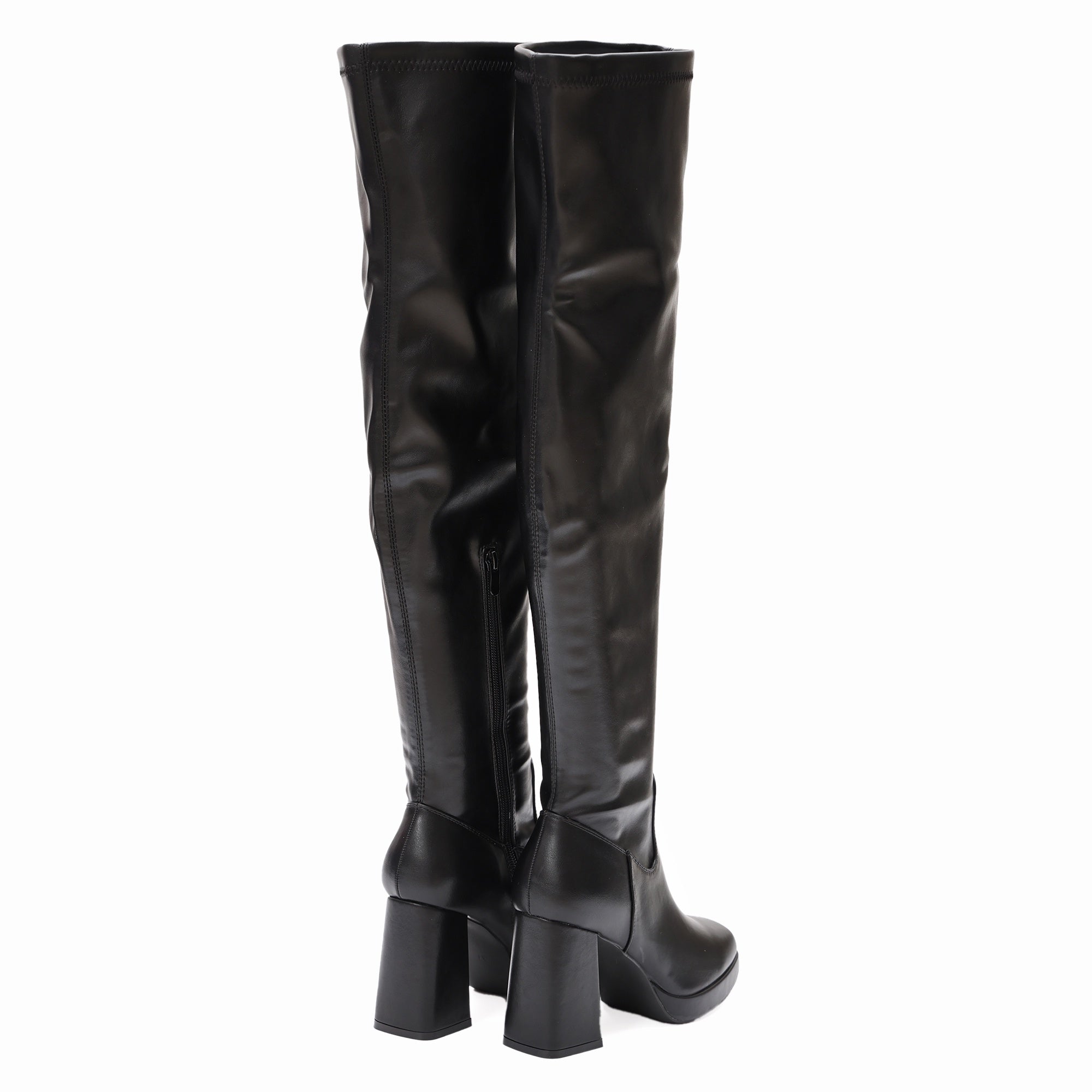 Stivali in simil pelle con tacco Nero - Imperatrice