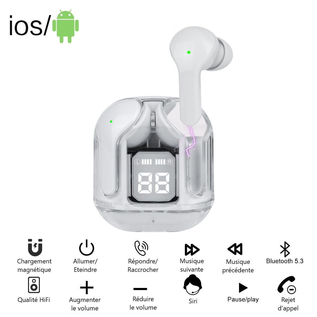 Auricolari Bluetooth Senza Fili - Bianco