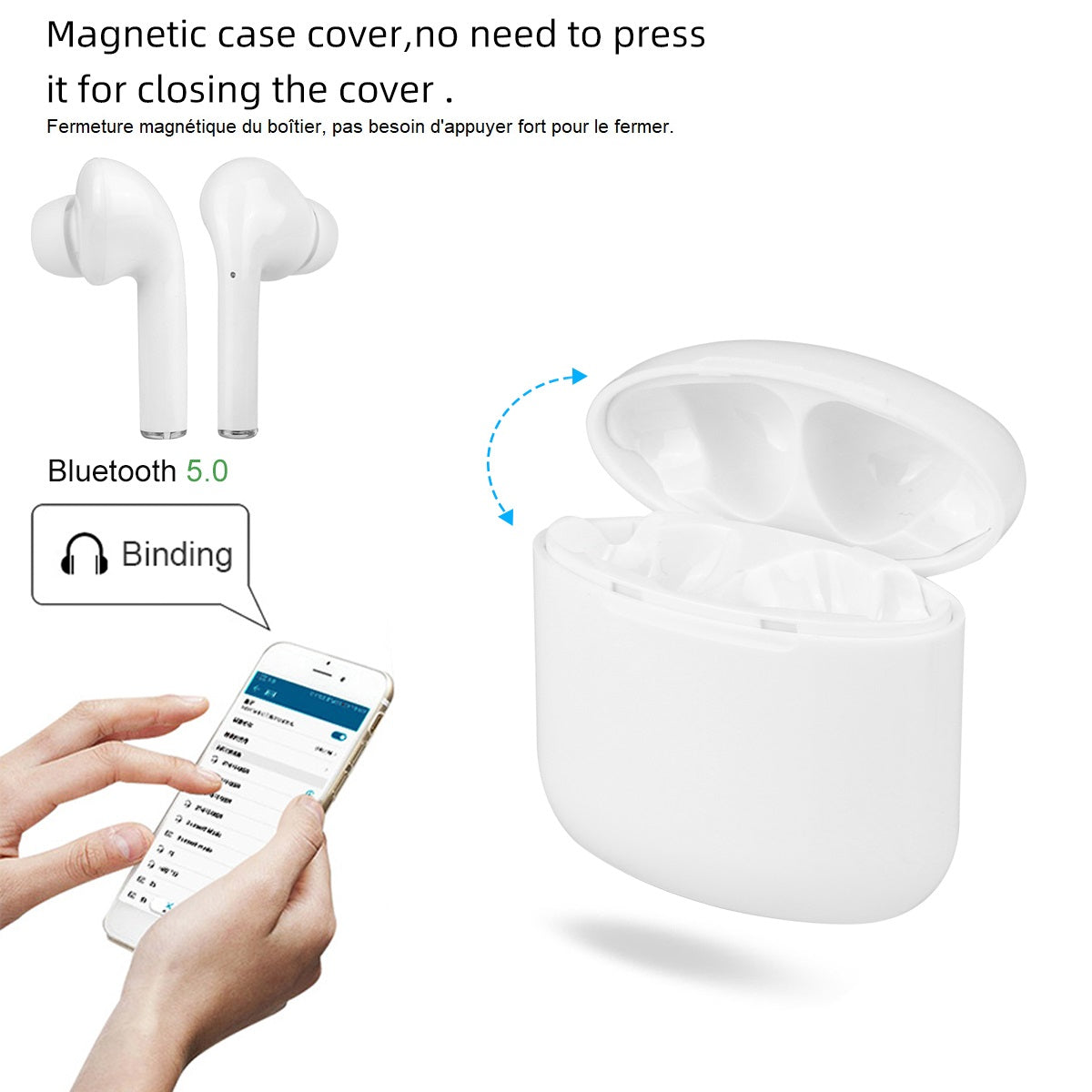 Bluetooth V5.0+Edr Capacità Touch Con Microfono Integrato - Bianco