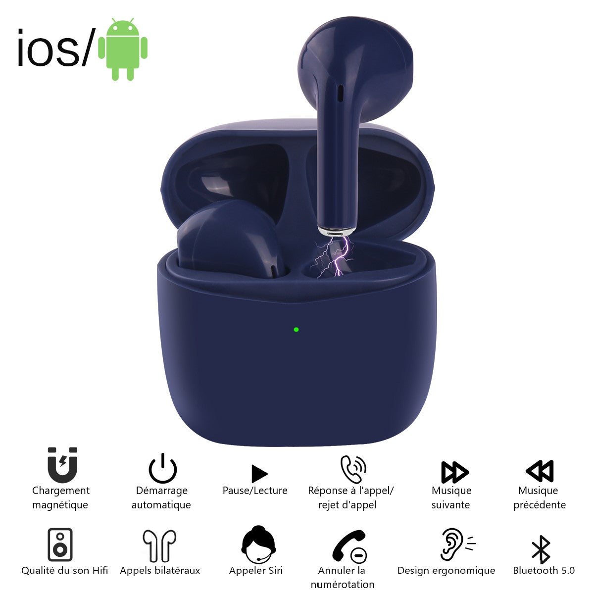 Auricolari Bluetooth Senza Fili - Blu