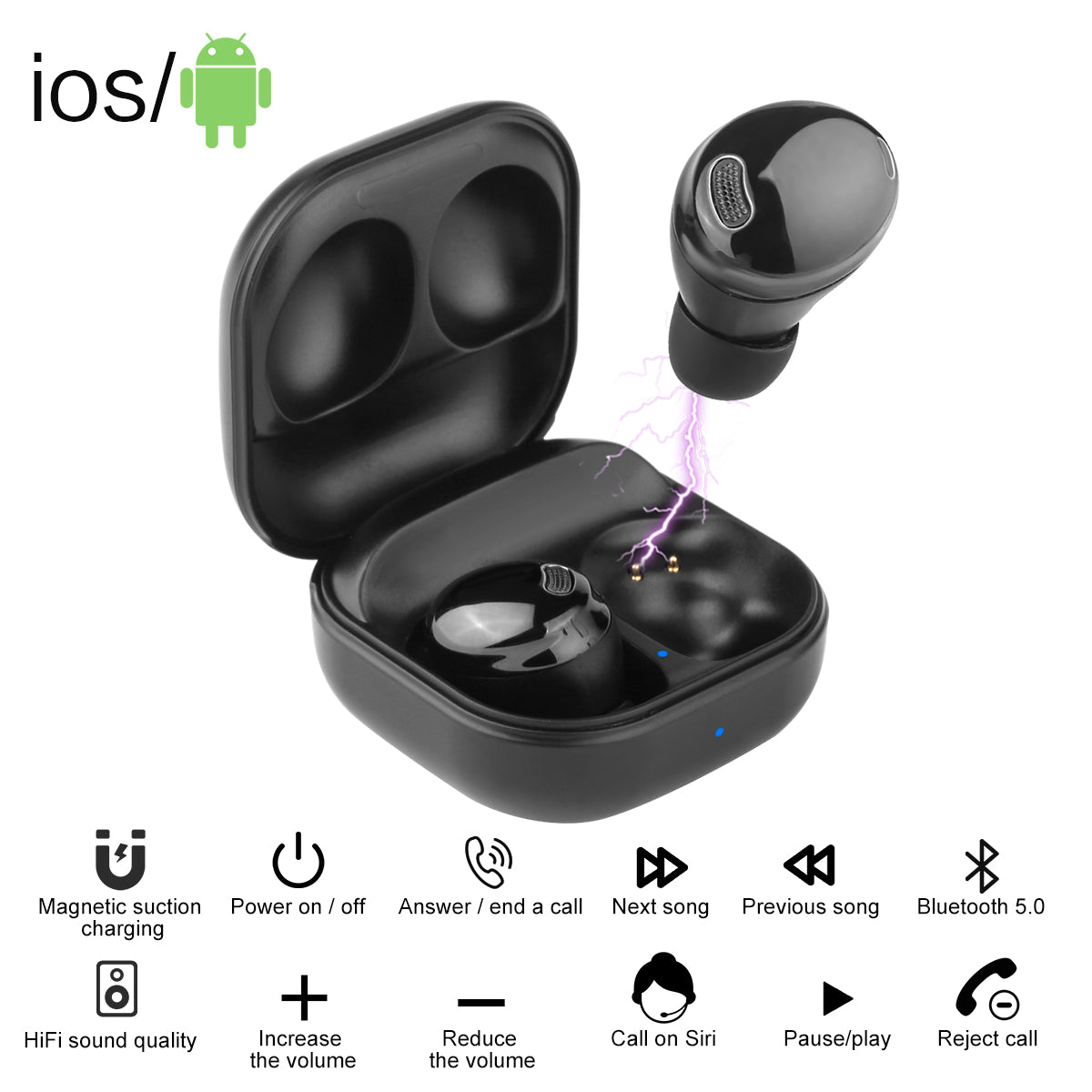 Auricolari Bluetooth Senza Fili - Nero