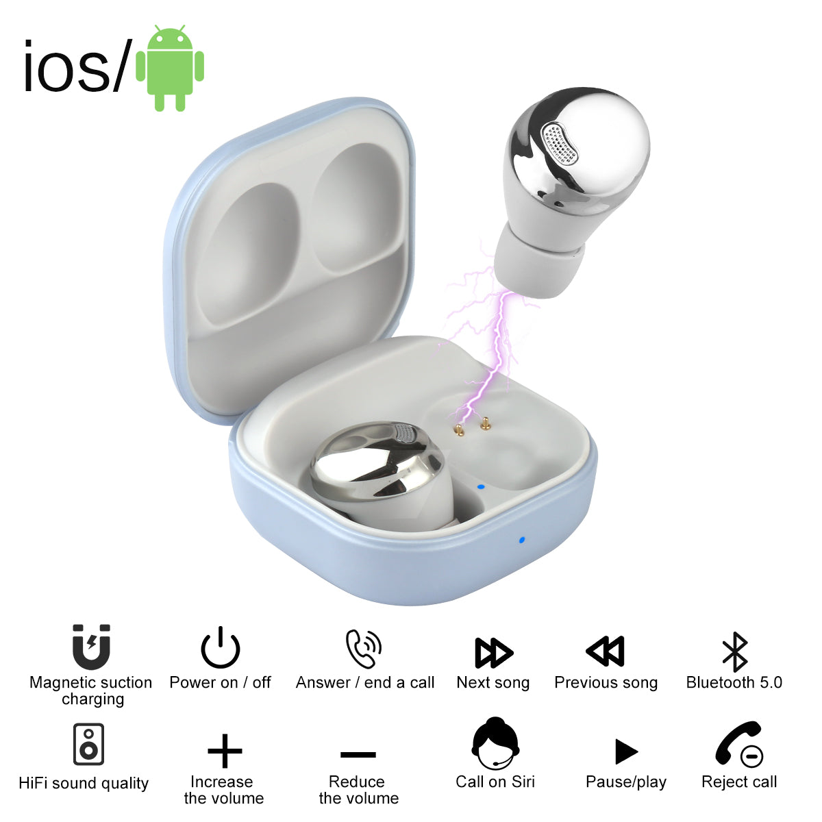 Auricolari Bluetooth Senza Fili - Argento