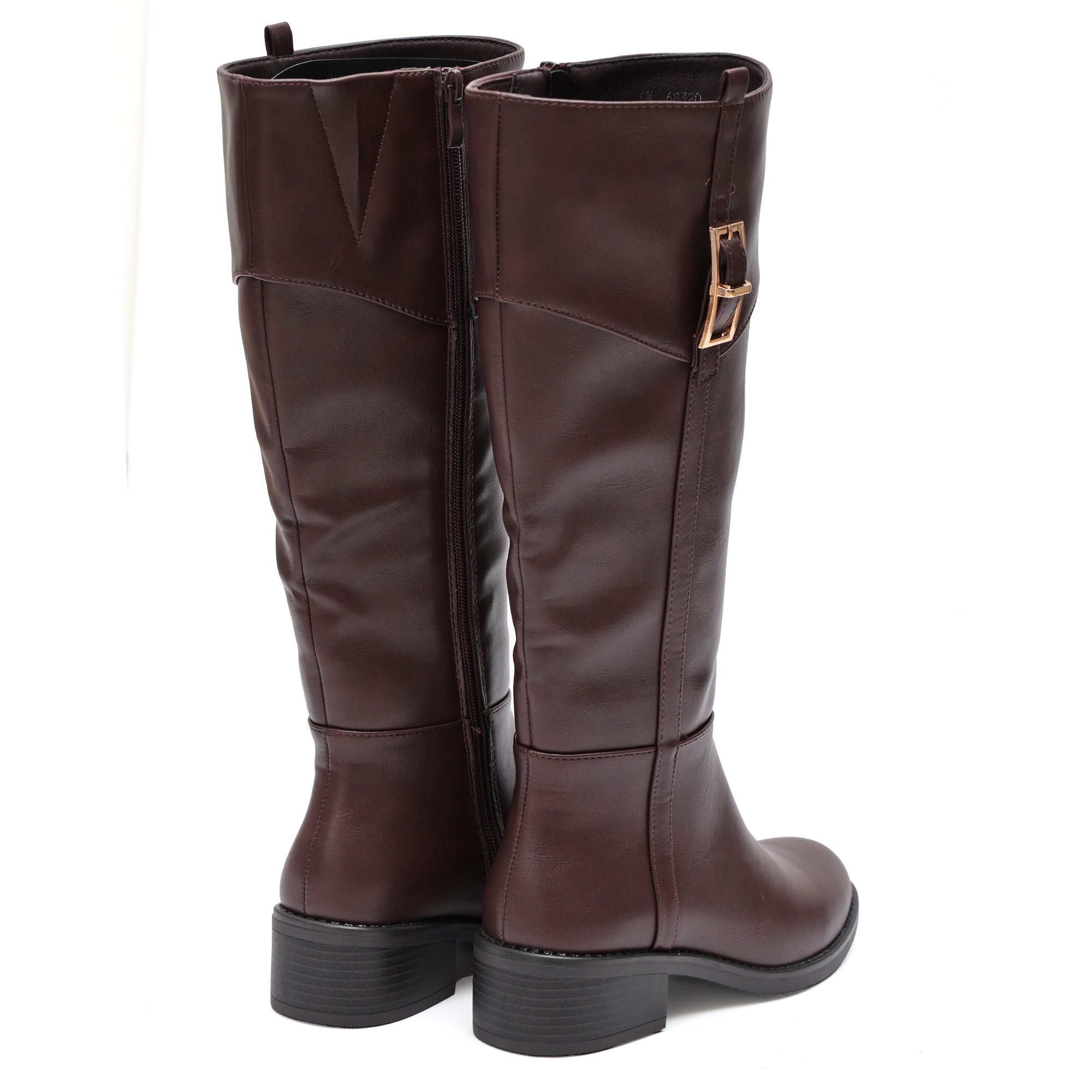 Stivale in simil pelle con fascia elastica e cinturino dorato Bordeaux