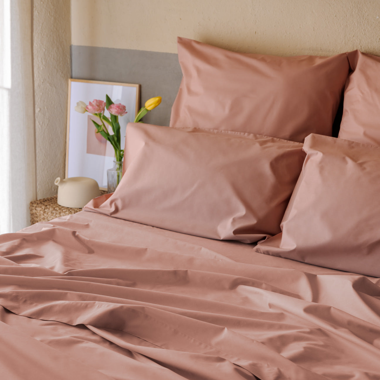 Federe Percalle Crema rosa antico
