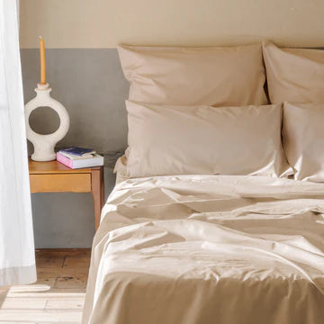 Completo Lenzuolo Percalle - Marrone Caffellatte
