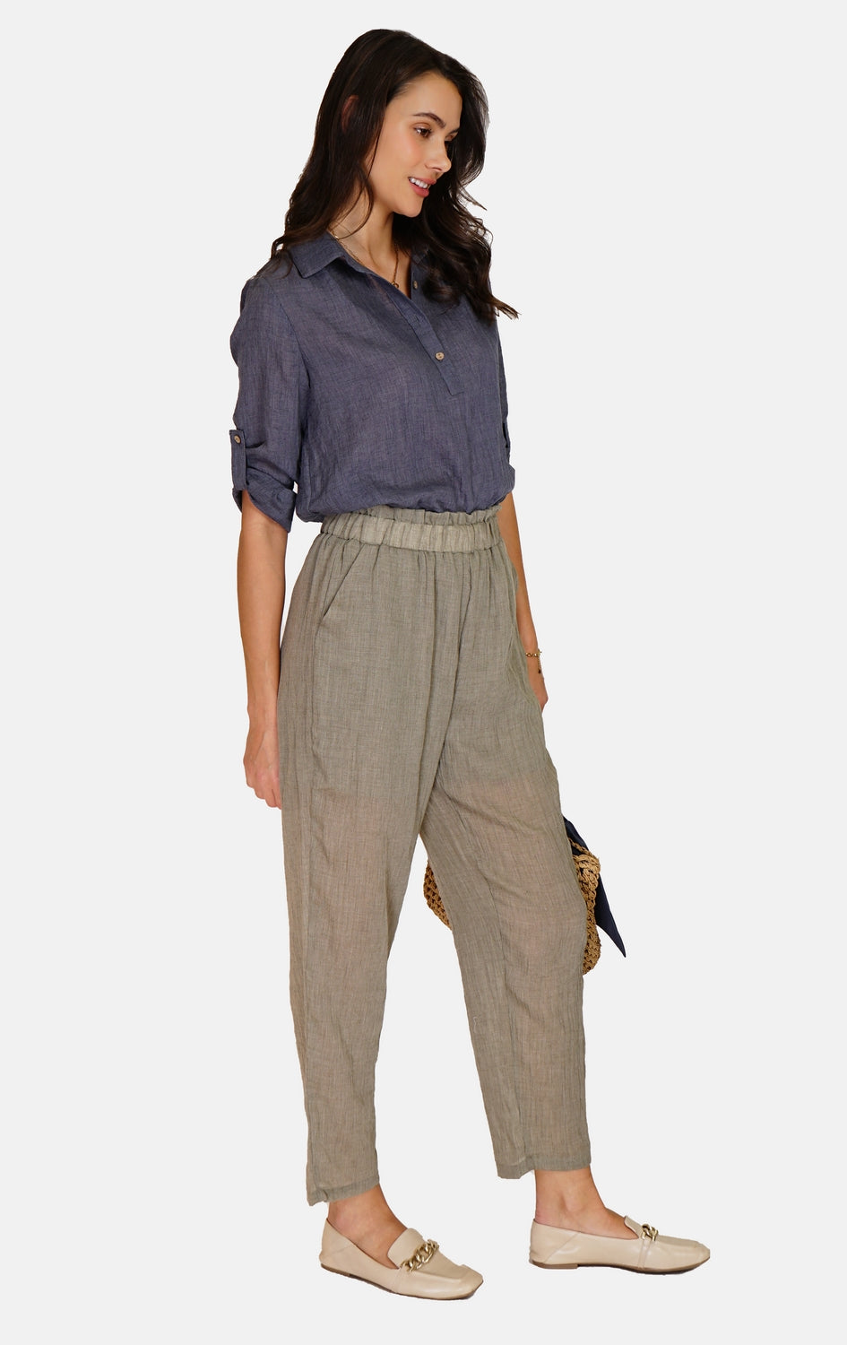 Tunic Washed Navy 100% Linen