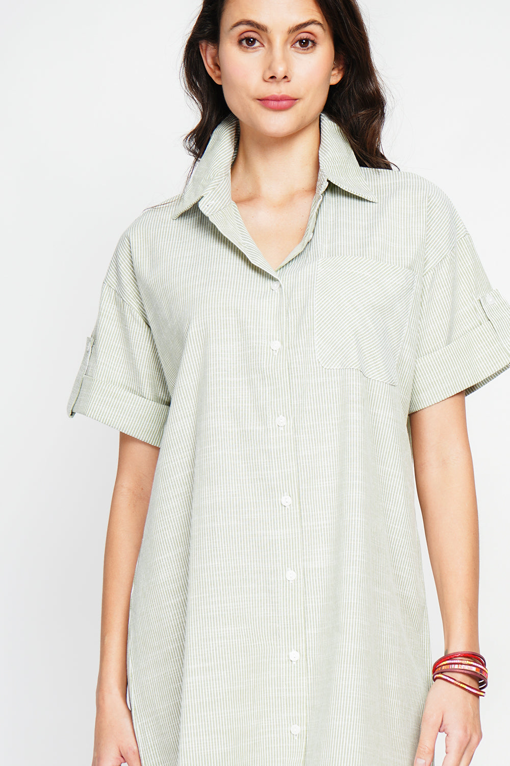 Abito In Camicia Verde - Jardin du Lin