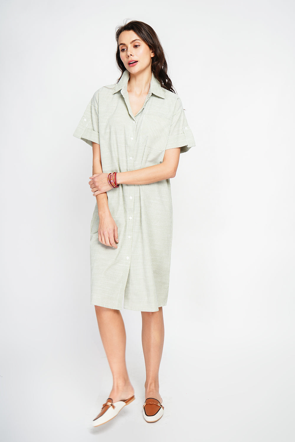 Abito In Camicia Verde - Jardin du Lin