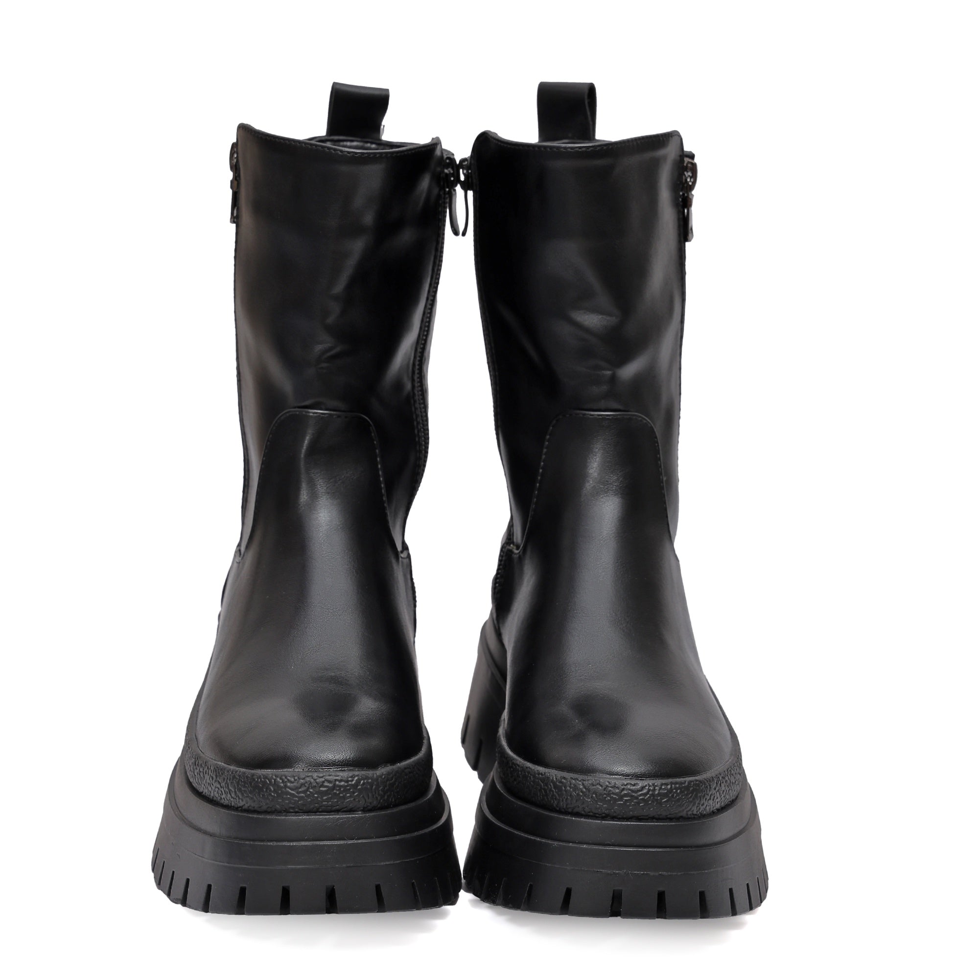 Stivaletto in simil pelle con cintura finta Nero