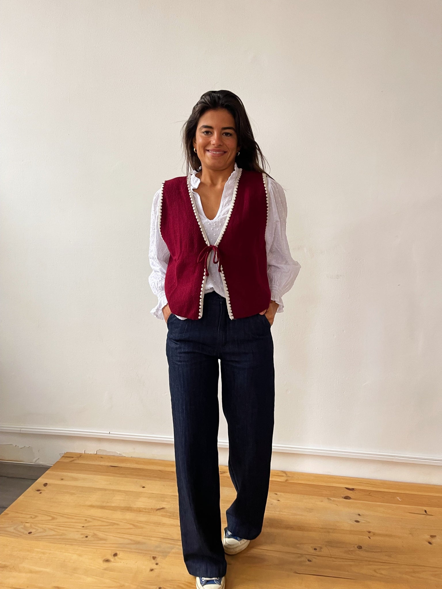 Gilet in maglia bordeaux Peak
