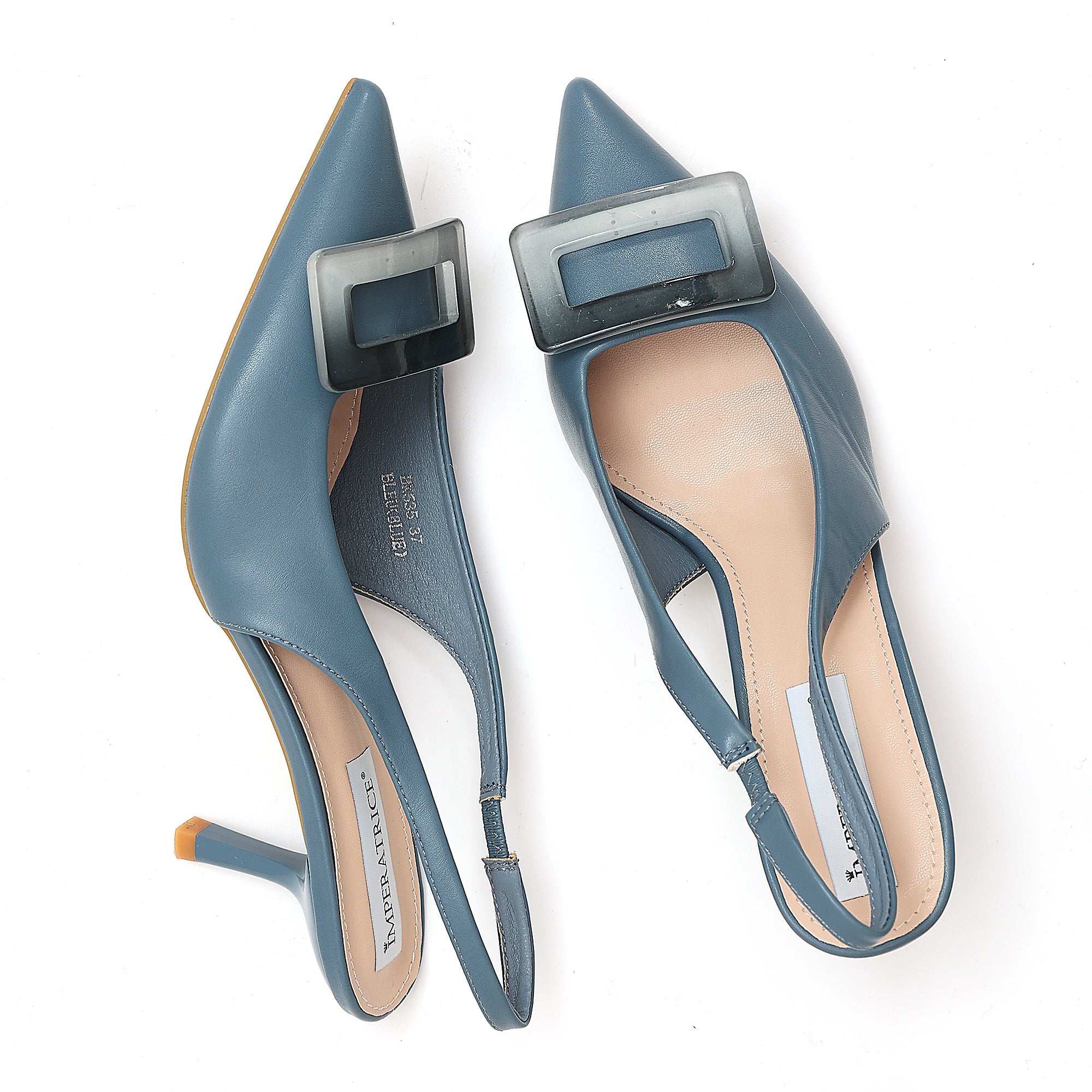 Dècolletè slingback in simil pelle con applicazione sulla punta Blu
