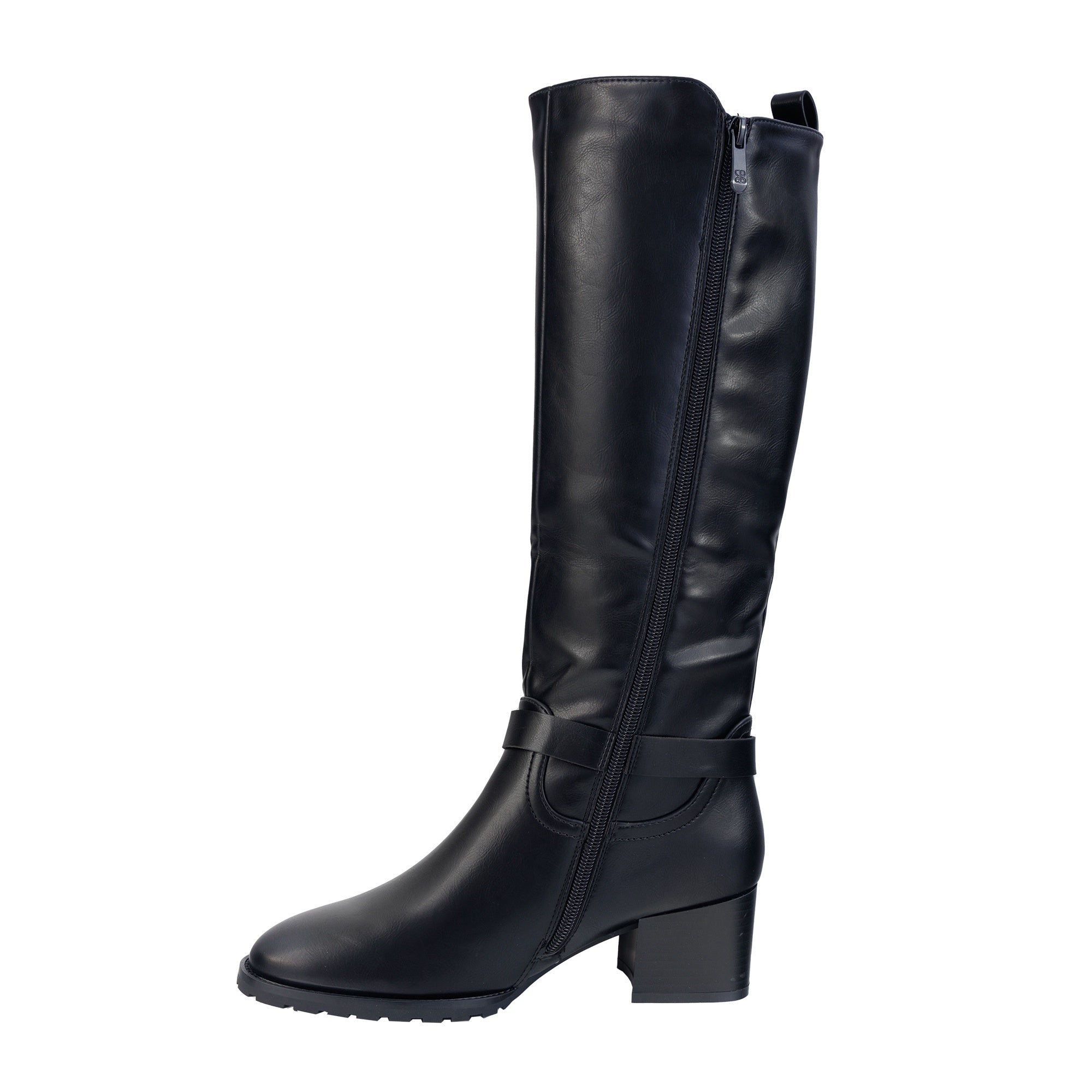 Stivali in simil pelle con tacco comodo e fascia elastica laterale Nero