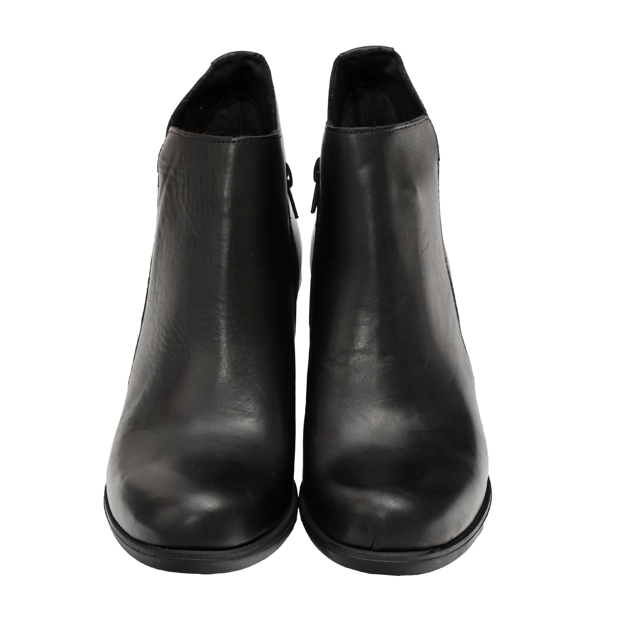 Tronchetto in Vera Pelle con Tacco Comodo Nero