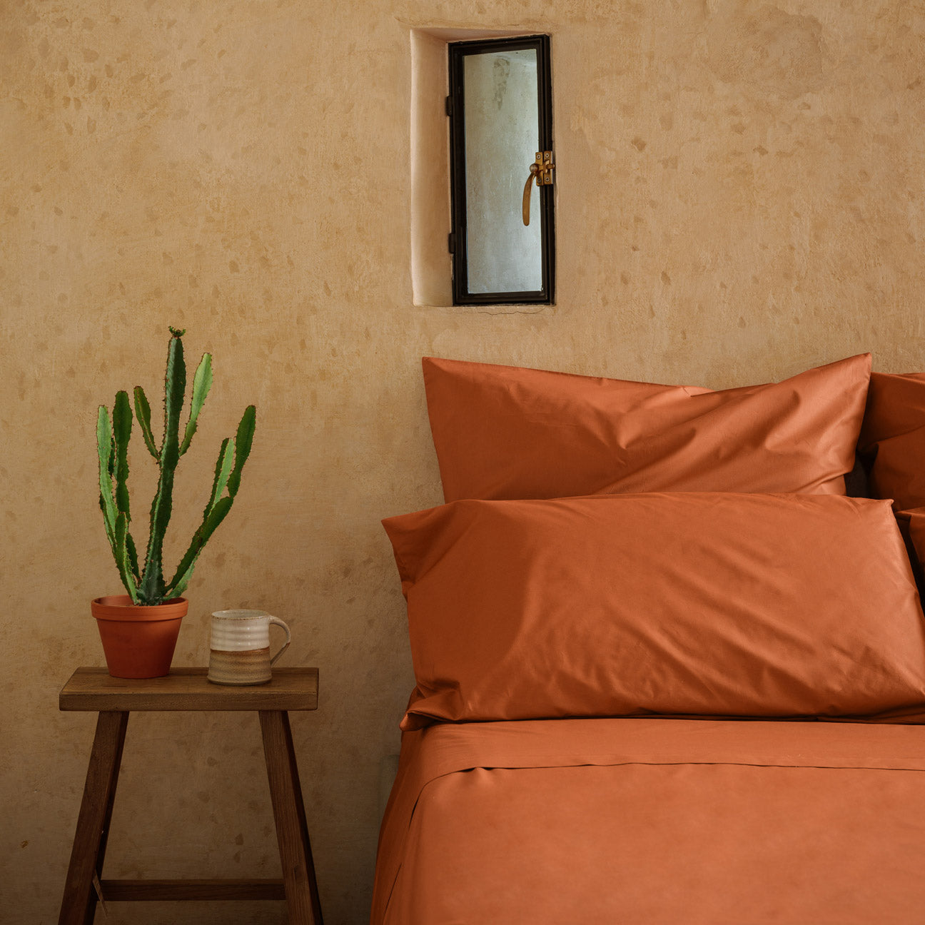 Lenzuolo sotto con angoli Percalle Terracotta