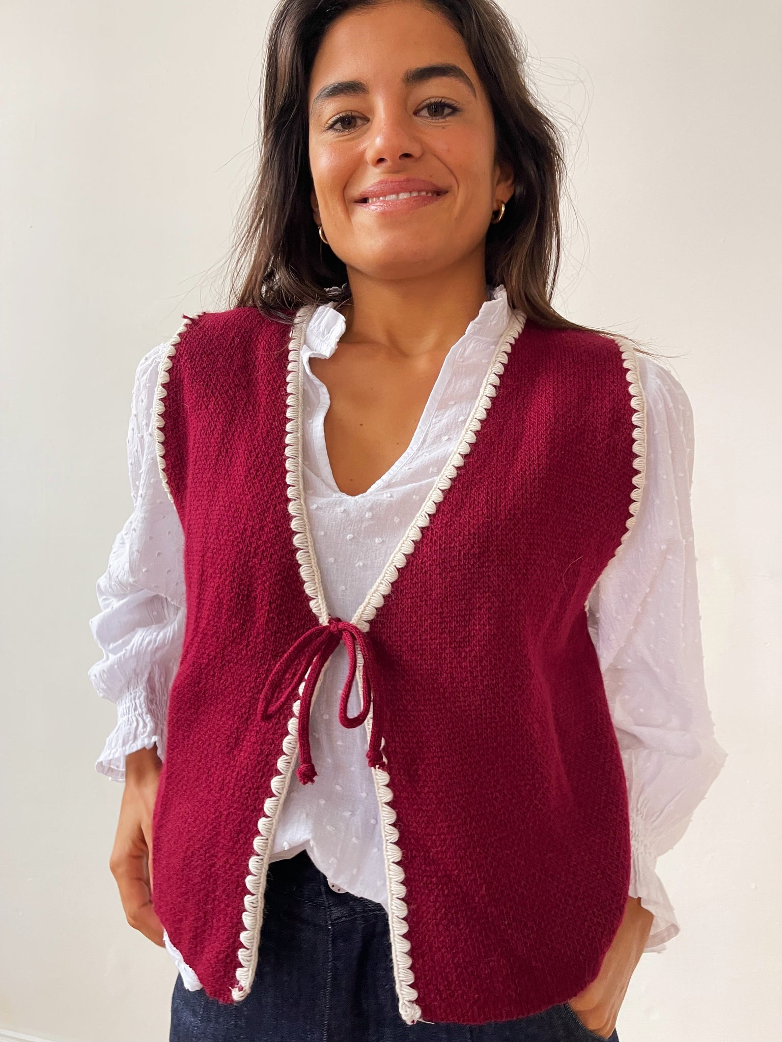Gilet in maglia bordeaux Peak