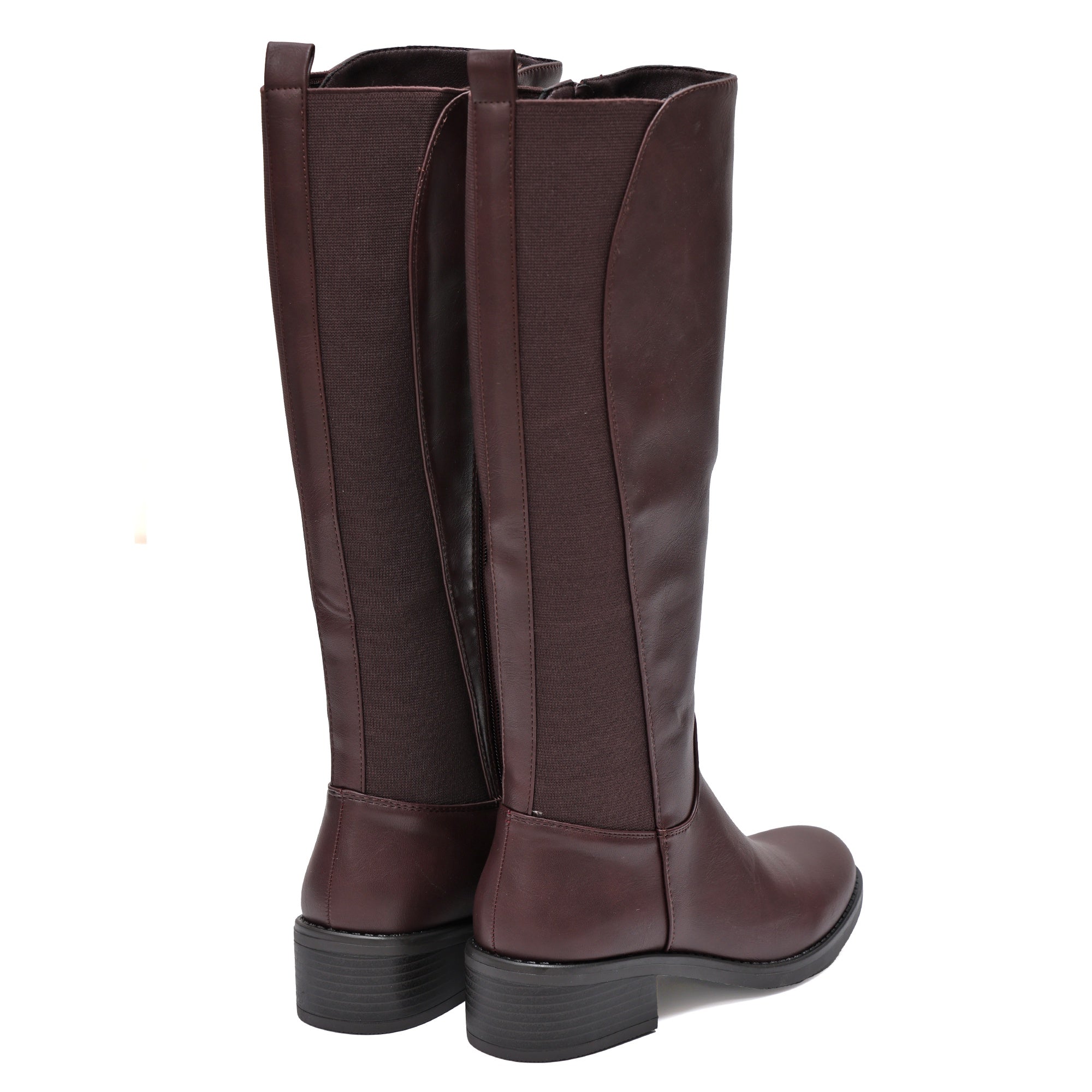 Stivale in simil pelle con elastico Bordeaux