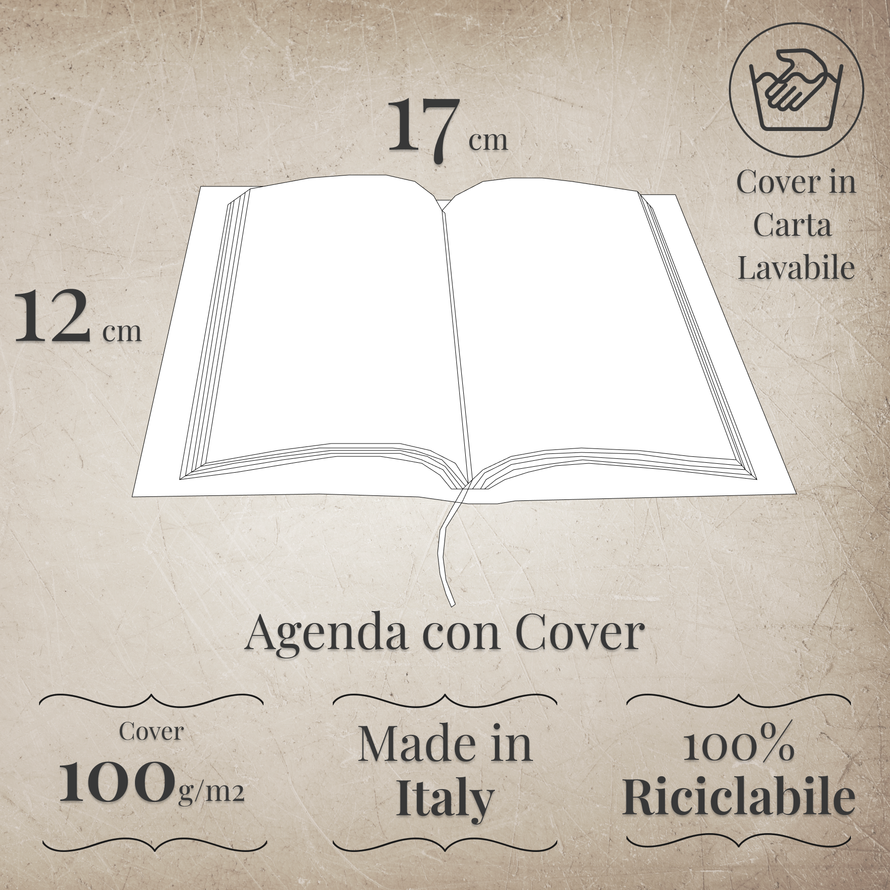 Agenda perpetua giornaliera 12X17
 con cover "Alice"