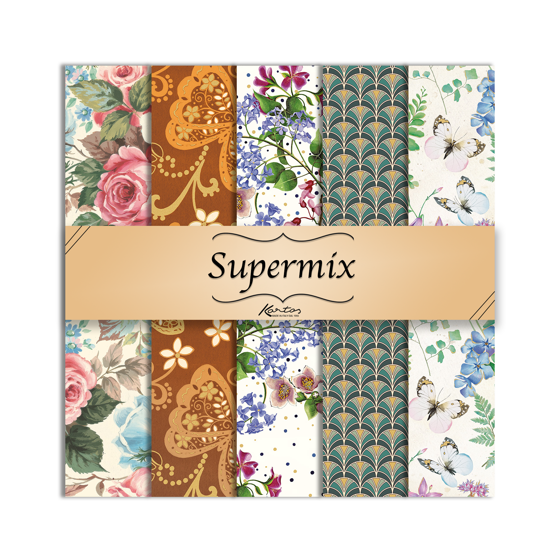 Set carta decorativa Prestige 5 fogli Supermix