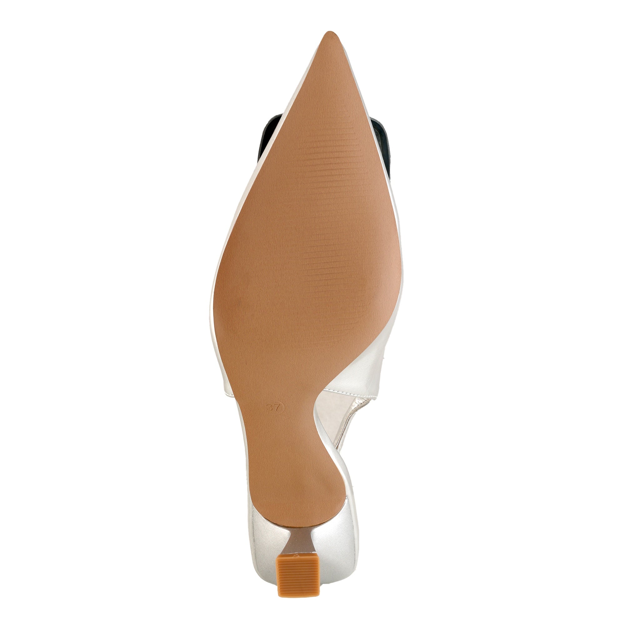 Decolletè slingback con tacco basso a rocchetto  Argentato