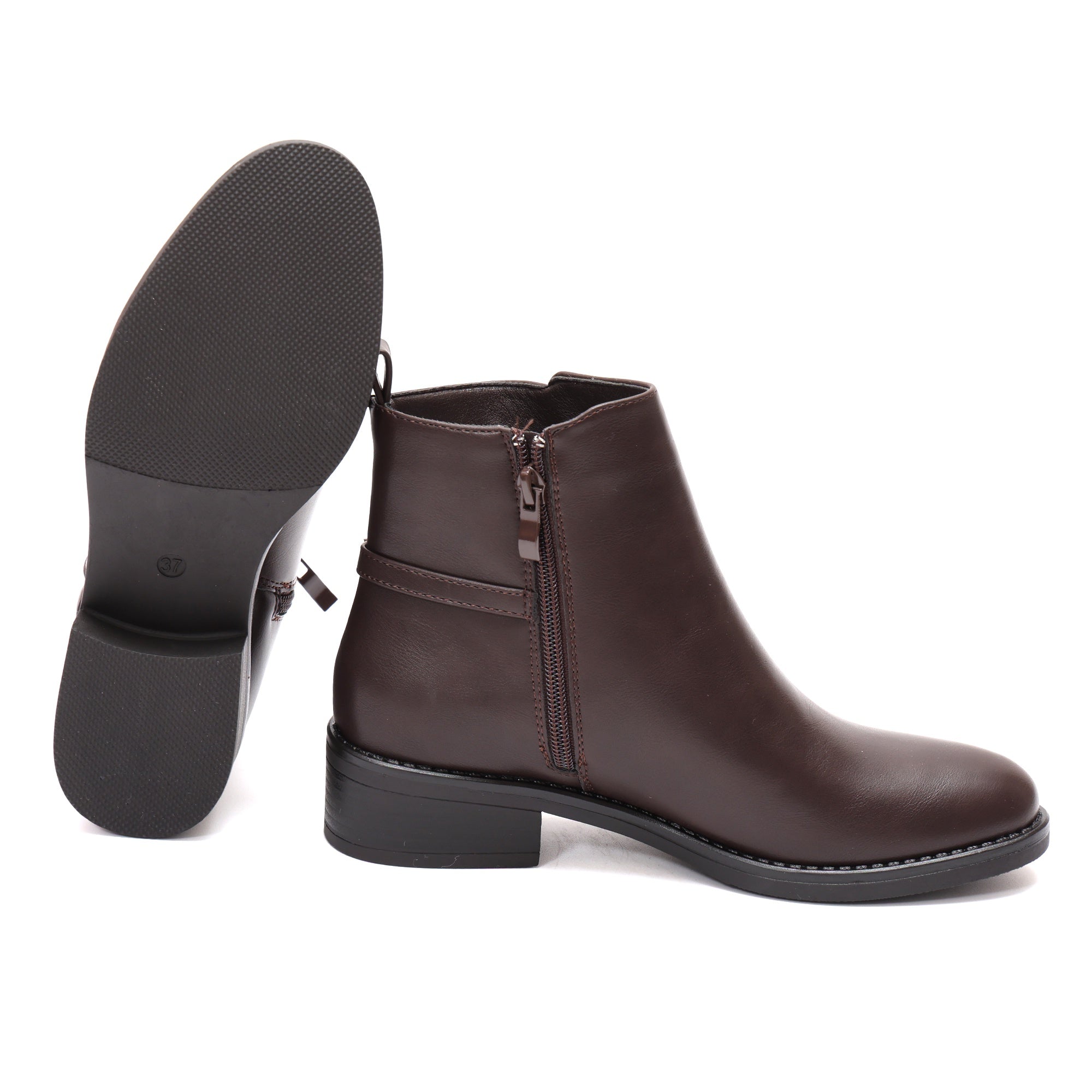 Stivaletti in simil pelle con fibbia dorata Marrone