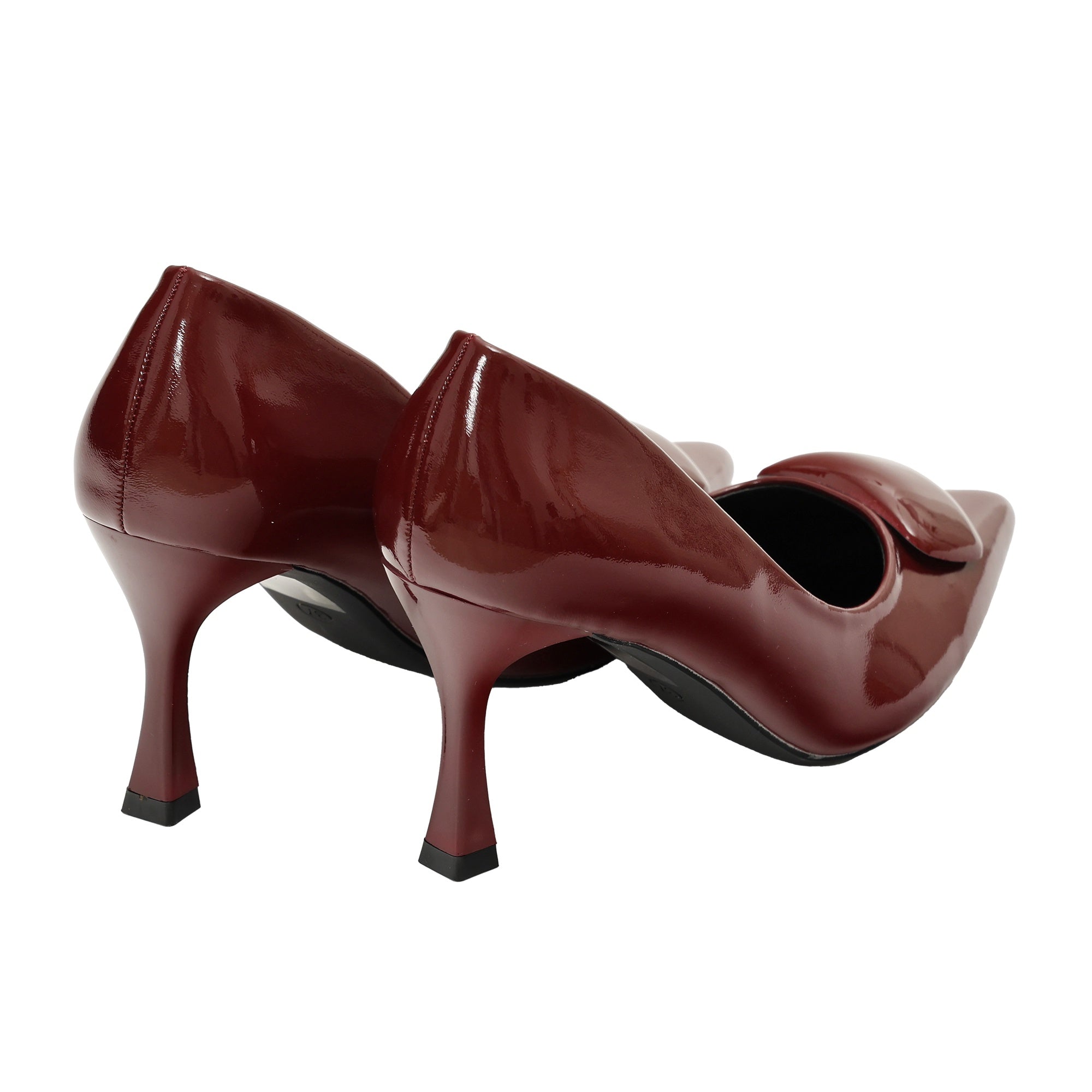 Decolletè in simil pelle verniciata con applicazione Bordeaux