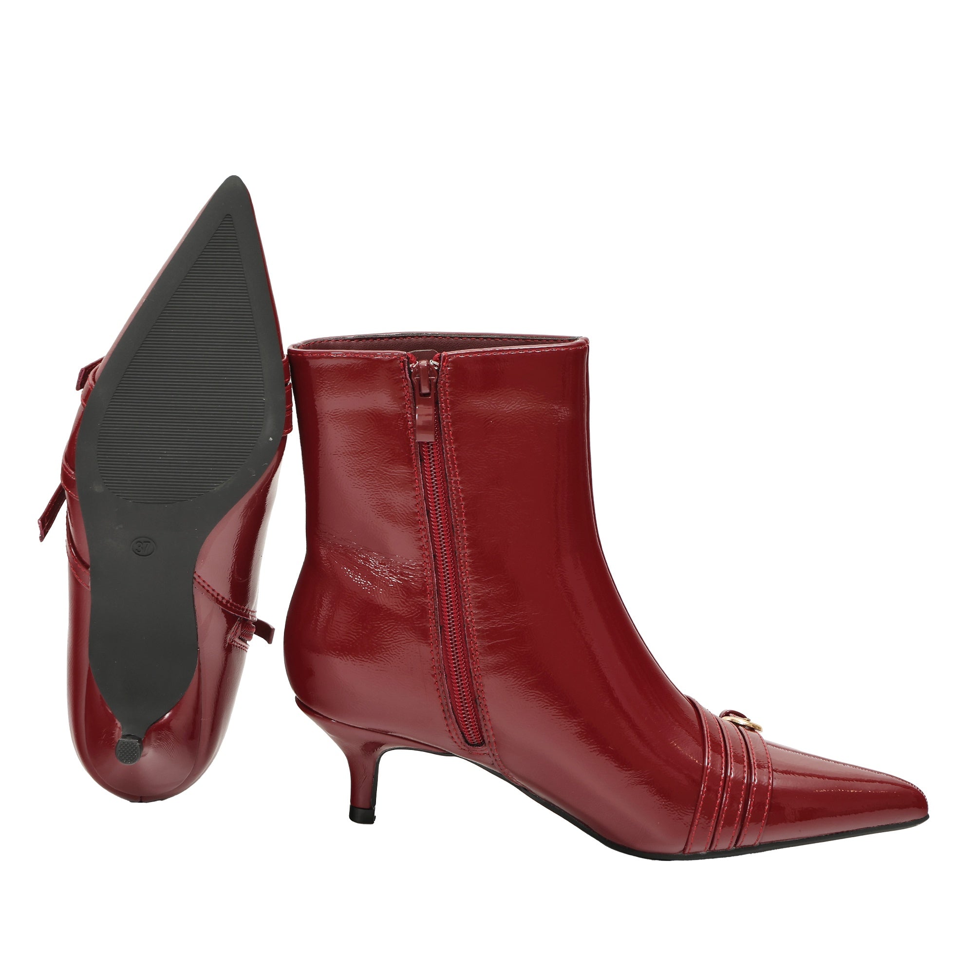 Tronchetto in simil pelle verniciata Bordeaux