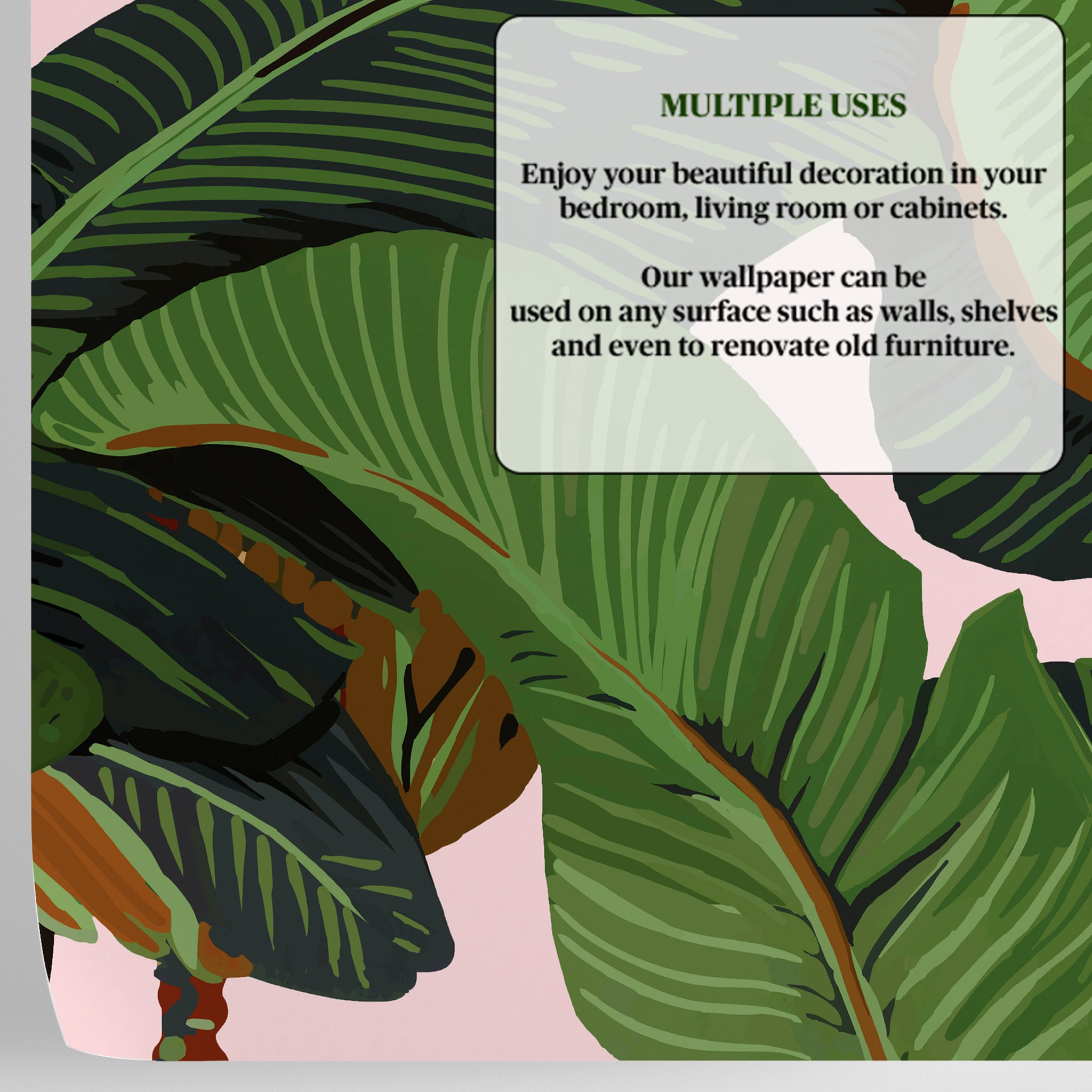 Carta da Parati Tropicale con Foglie di Banano per Decorare Armadi - 4 fogli - 2,80 mq