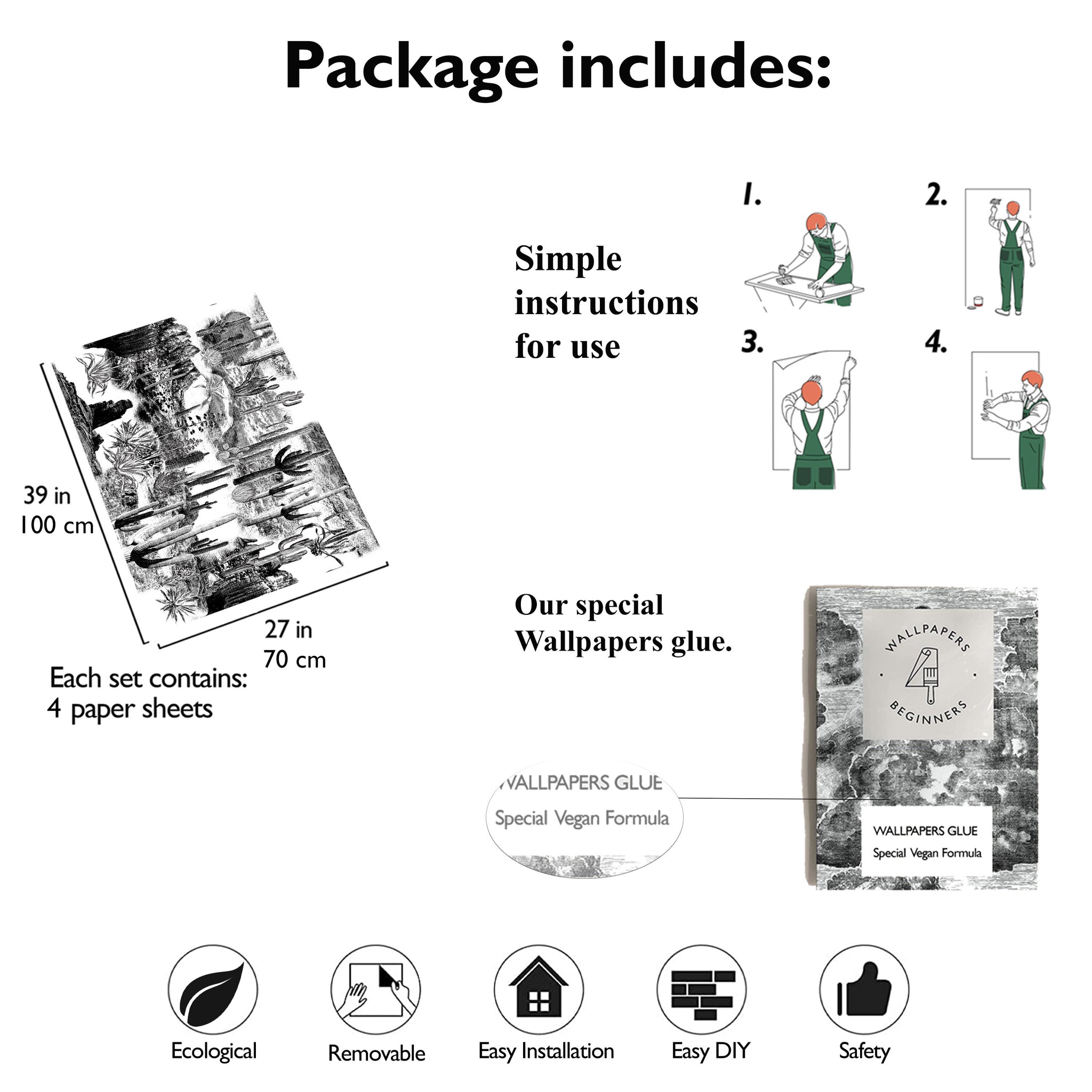 Carta da Parati Western per Rivestire Armadi e Pareti - 4 fogli - 2,80 mq