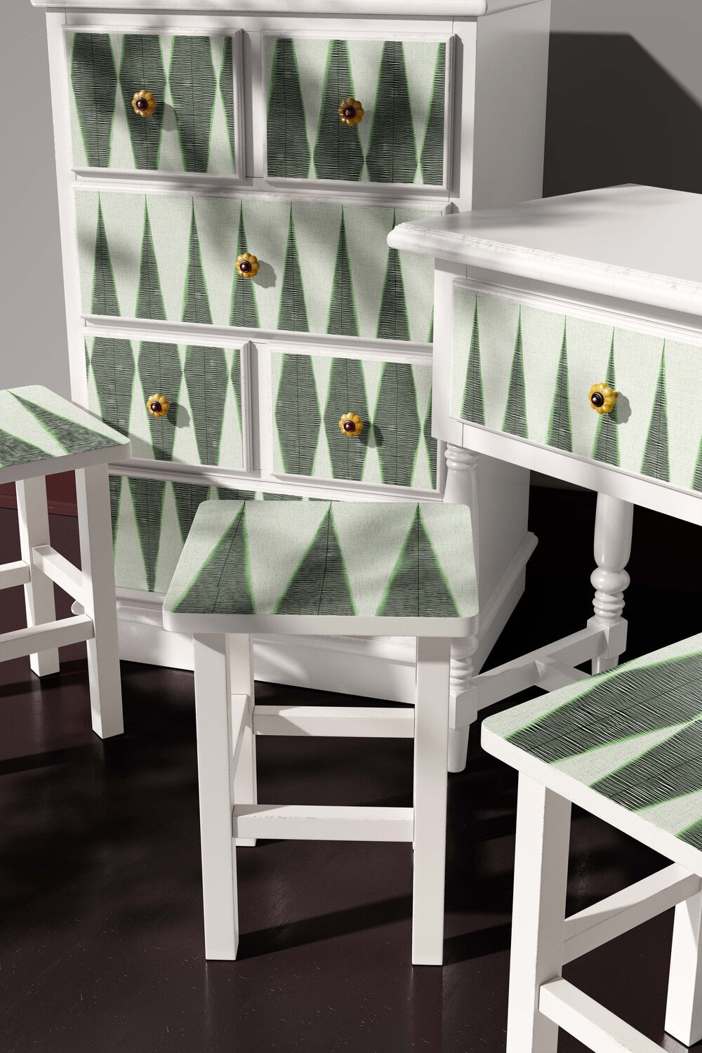 Carta da Parati Chevron Verde per Armadi e Mobili - 4 fogli - 2,80 mq