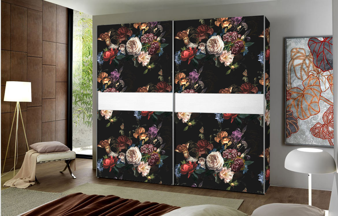 Carta da Parati Floreale Oscura per Decorare Armadi - 4 fogli - 2,80 mq