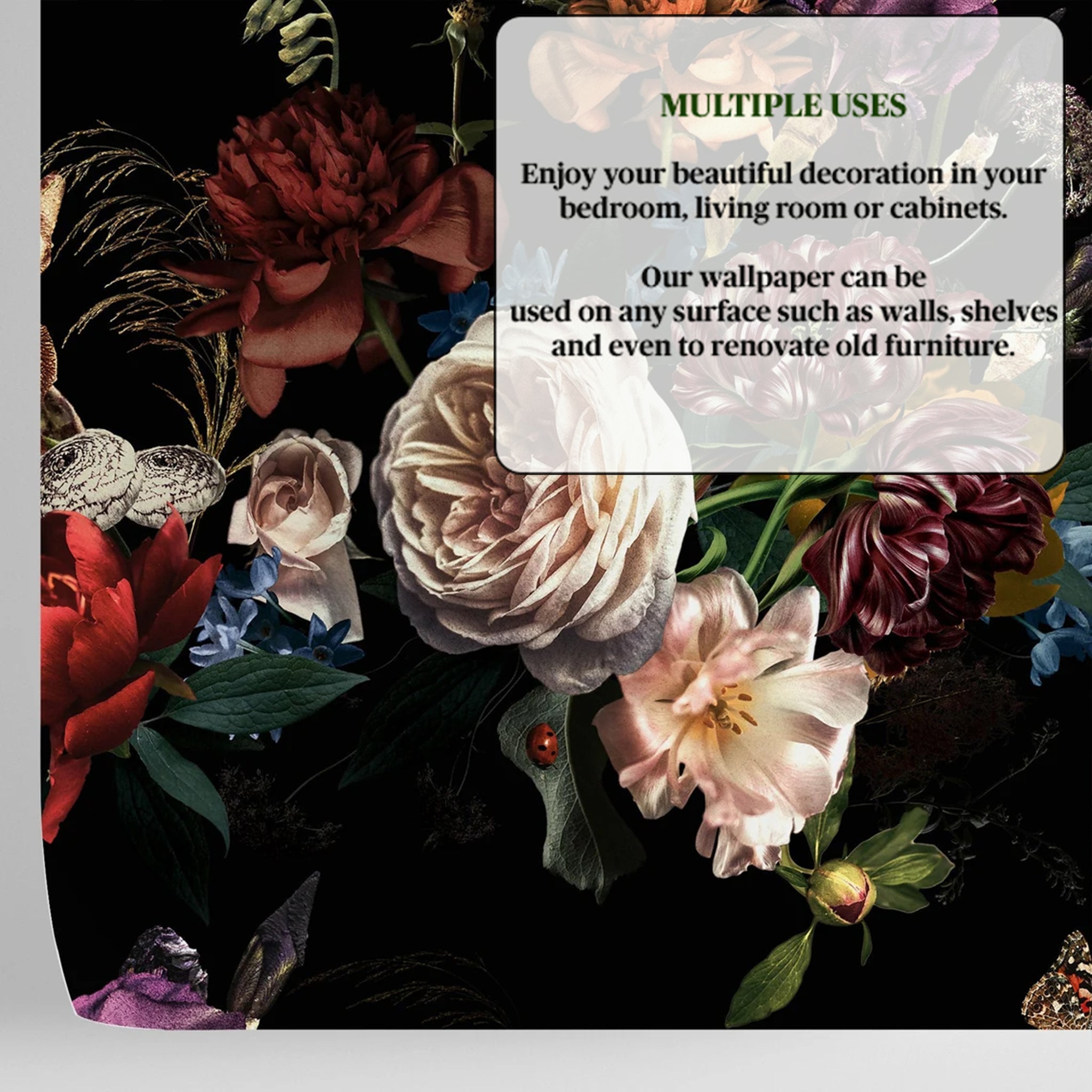 Carta da Parati Floreale Oscura per Decorare Armadi - 4 fogli - 2,80 mq