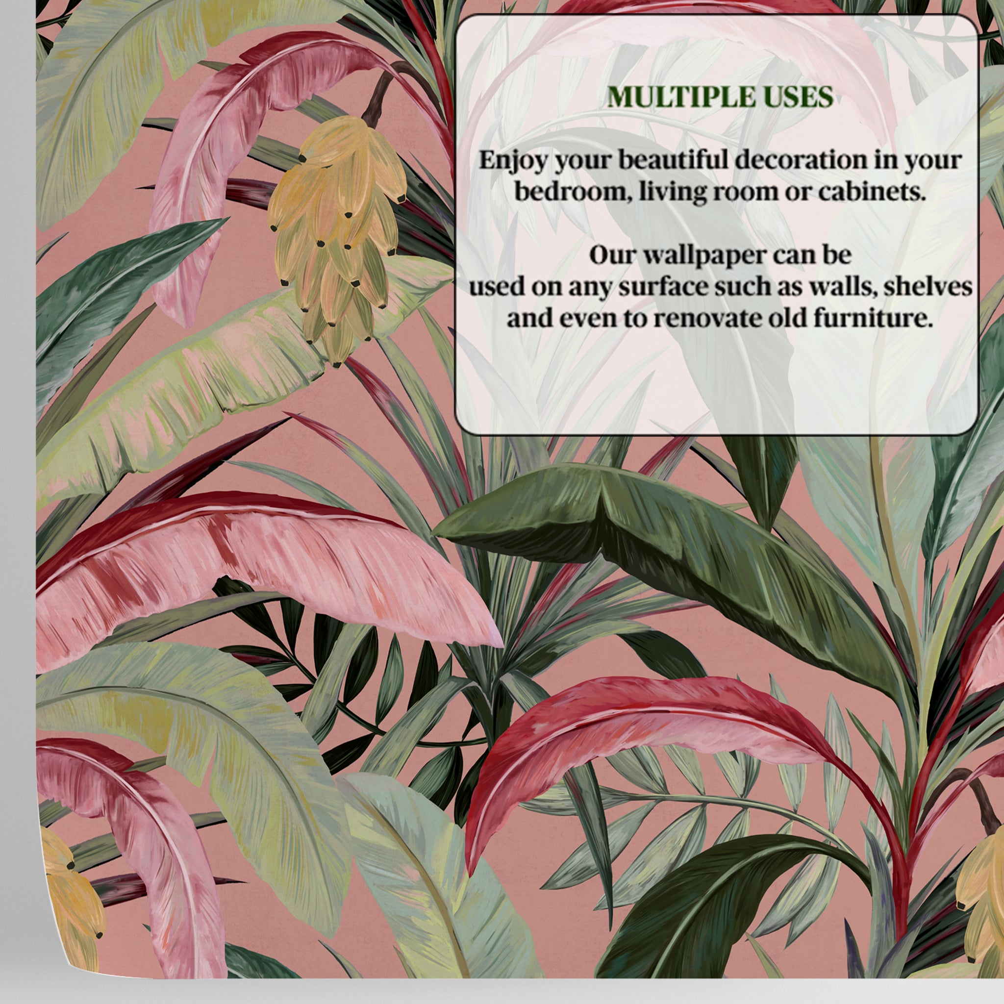 Carta da Parati Foresta Rosa per Rivestimento di Armadi e Cassetti - 4 fogli - 2,80 mq