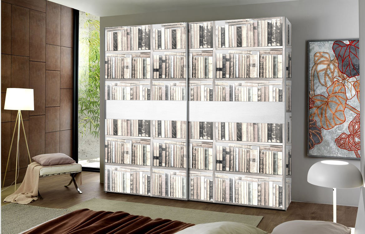 Carta da Parati Libreria Bianca per Armadi e Mobili - 4 fogli - 2,80 mq