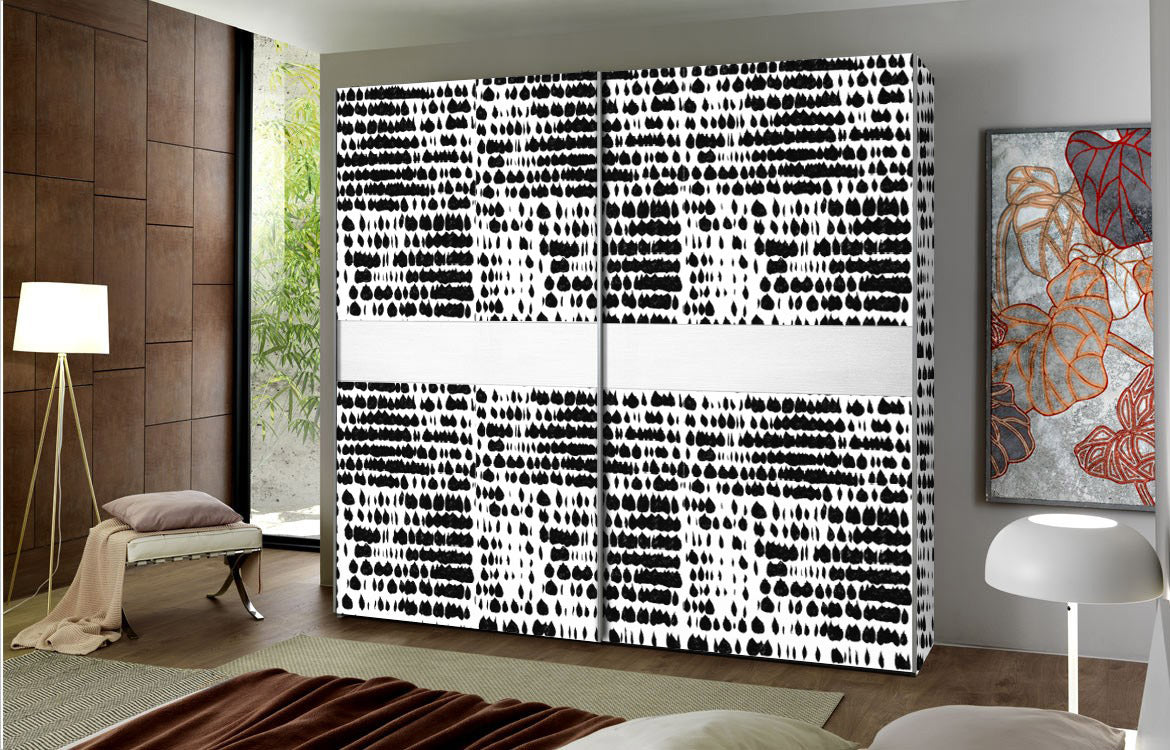 Carta da Parati Macchie Artistiche in Bianco e Nero per Armadi e Mobili - 4 fogli - 2,80 mq