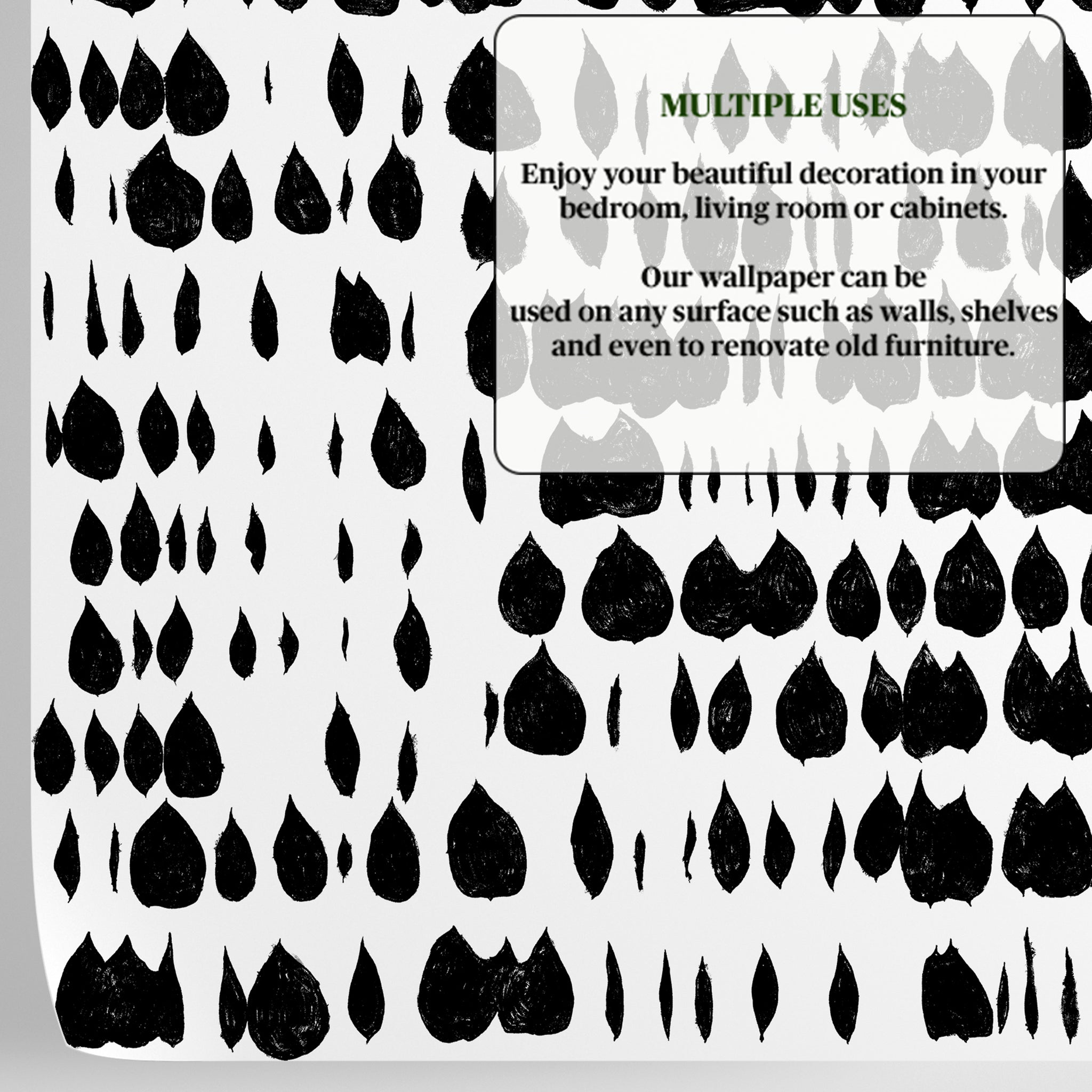 Carta da Parati Macchie Artistiche in Bianco e Nero per Armadi e Mobili - 4 fogli - 2,80 mq