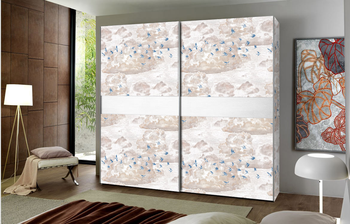 Carta da Parati Rondini Blu per Decorazione di Armadi e Cassetti - 4 fogli - 2,80 mq