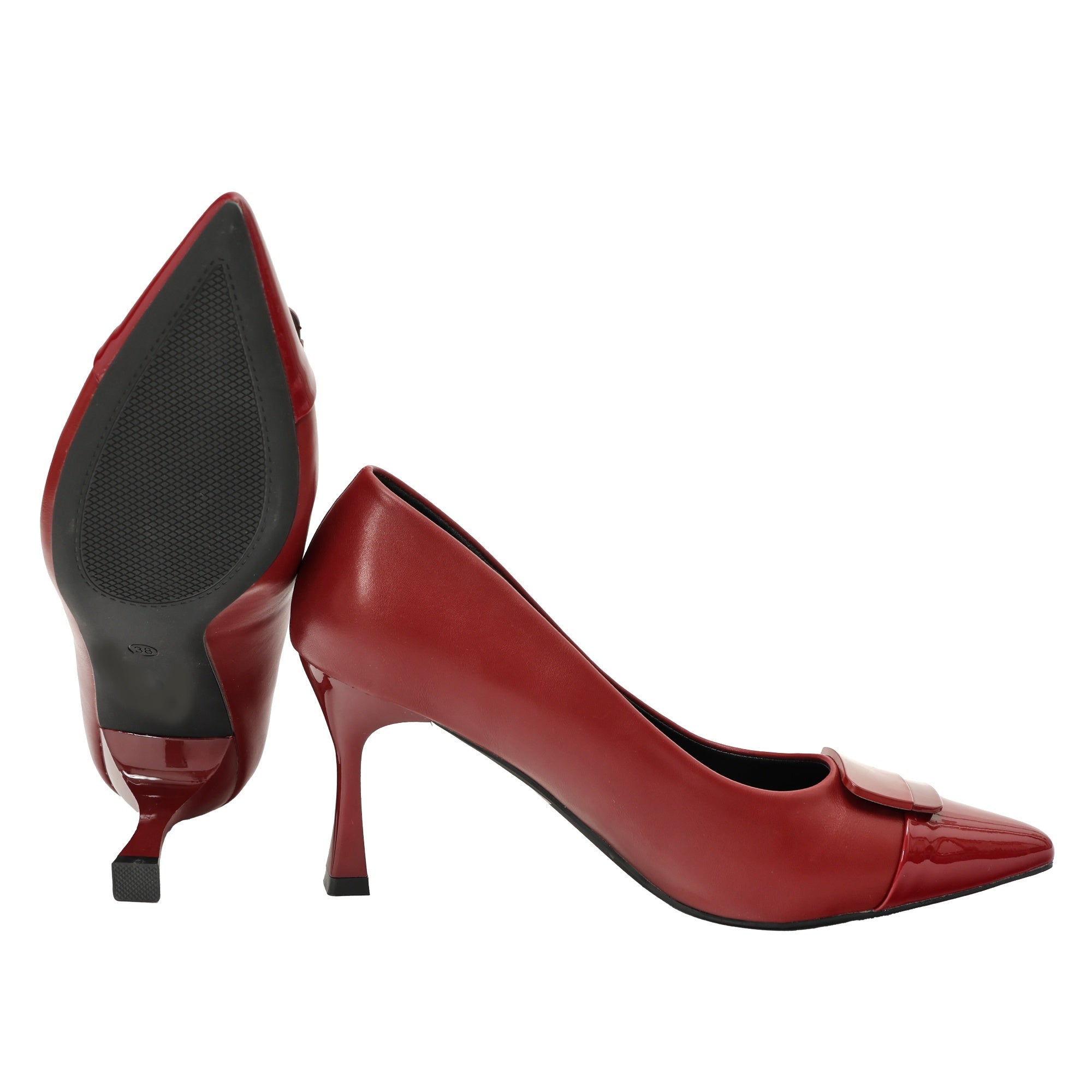 Decolletè in simil pelle con applicazione Rosso