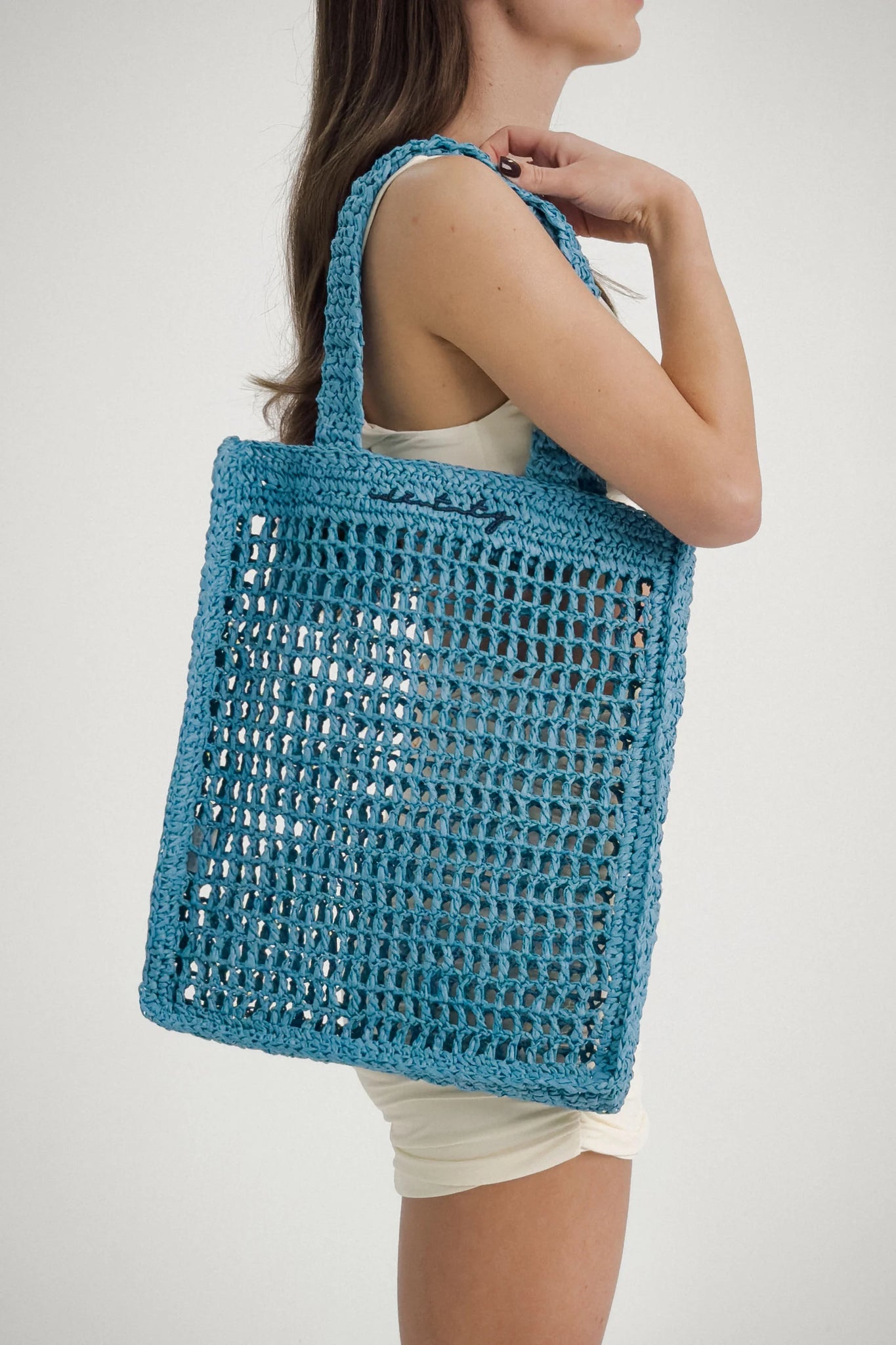 Rafia Tote Bag - Cerulean personalizzata "alessandra" - Idèntity