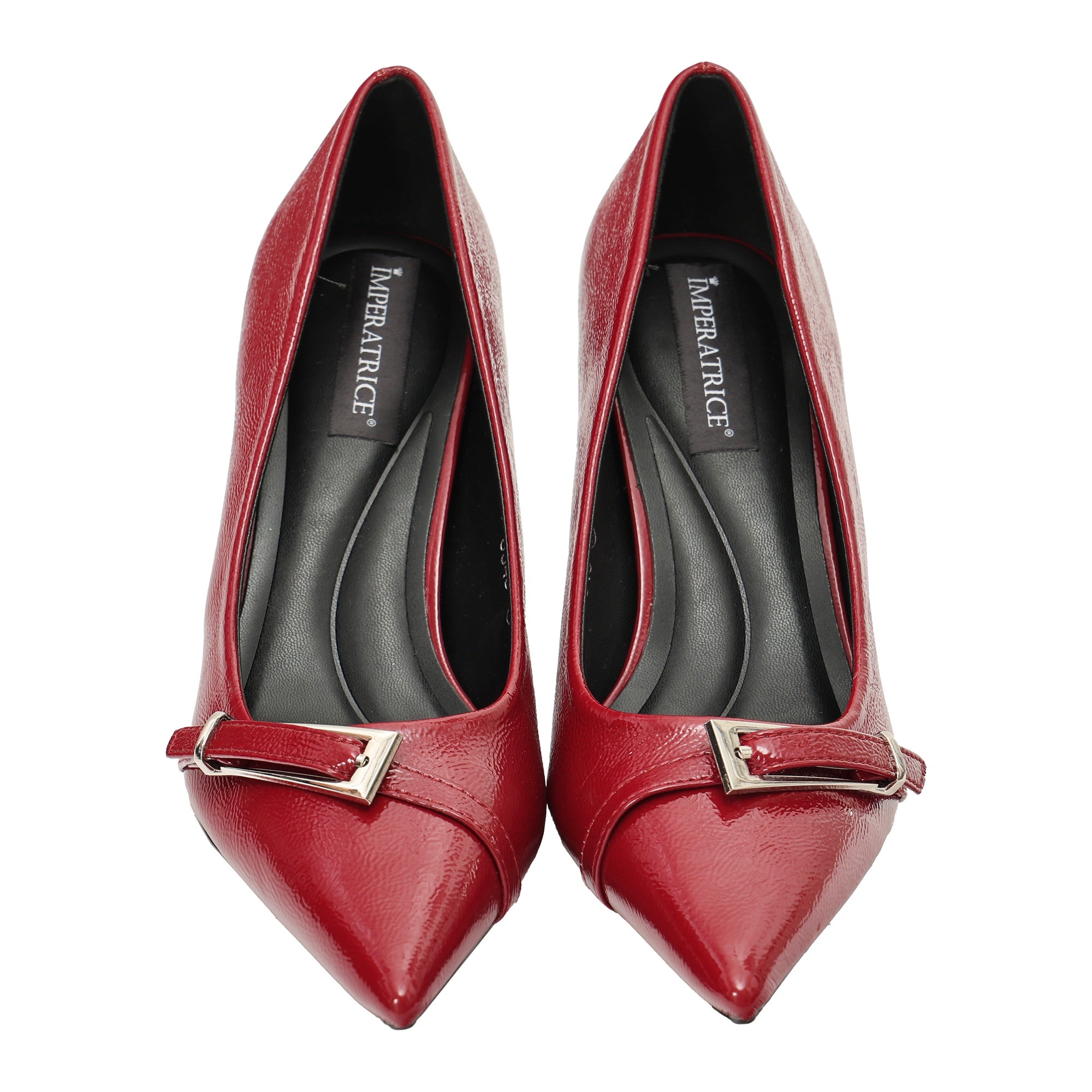 Decolletè in simil pelle verniciata con cinturino Bordaeux