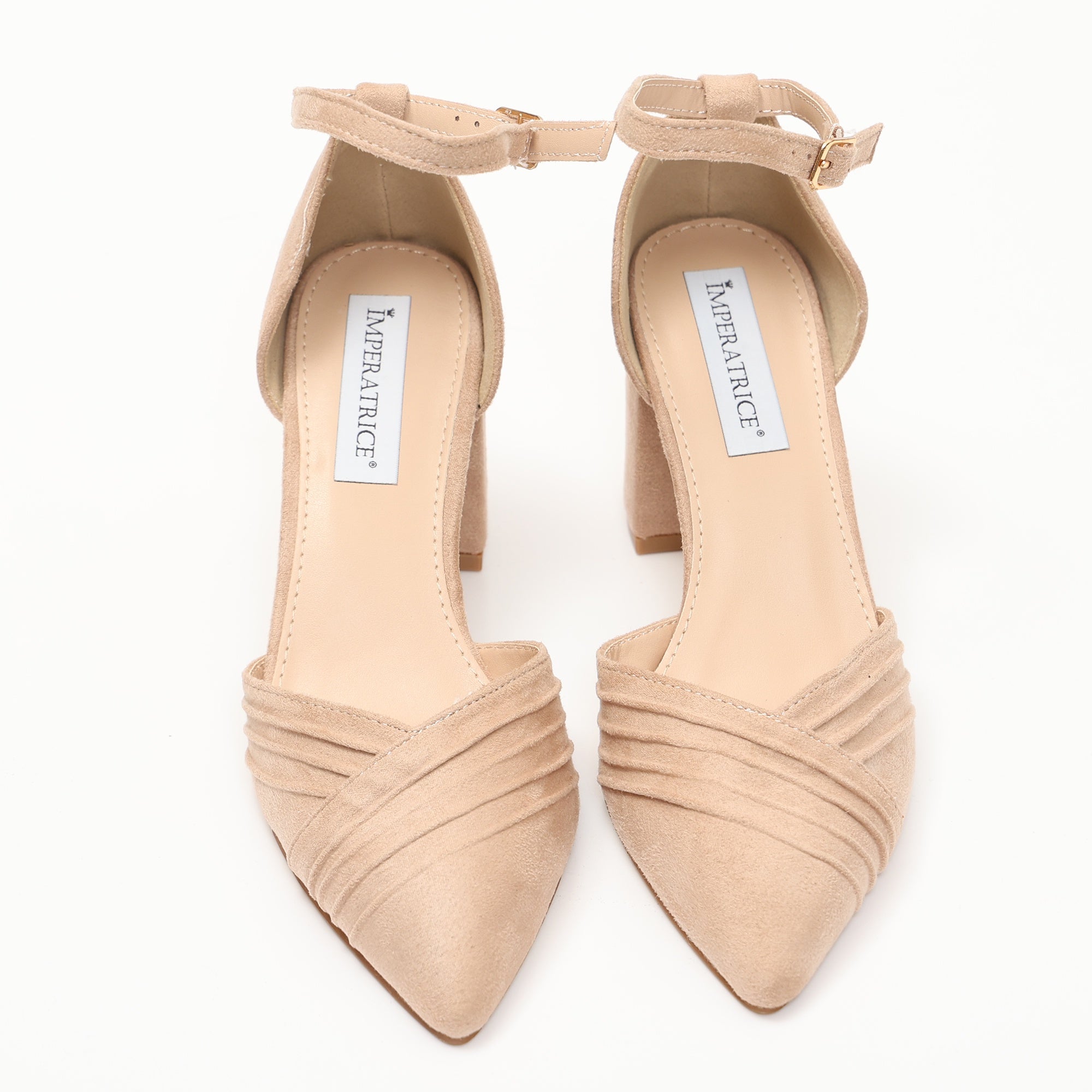 Sandali in simil pelle con tacco comodo quadrato Beige