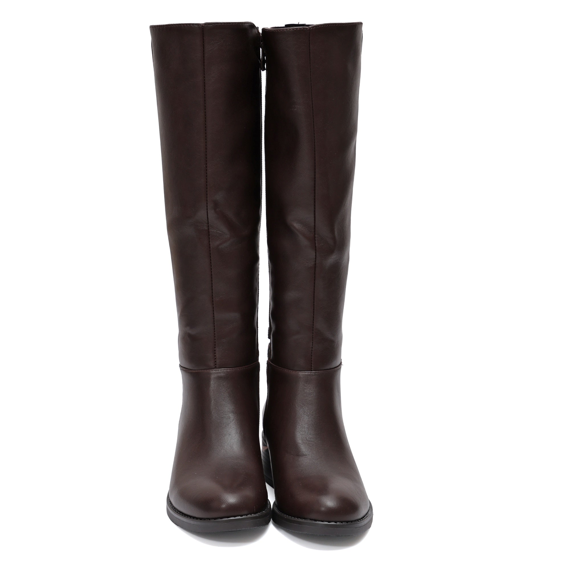 Stivale in simil pelle con fascia elastica e cinturino dorato Marrone
